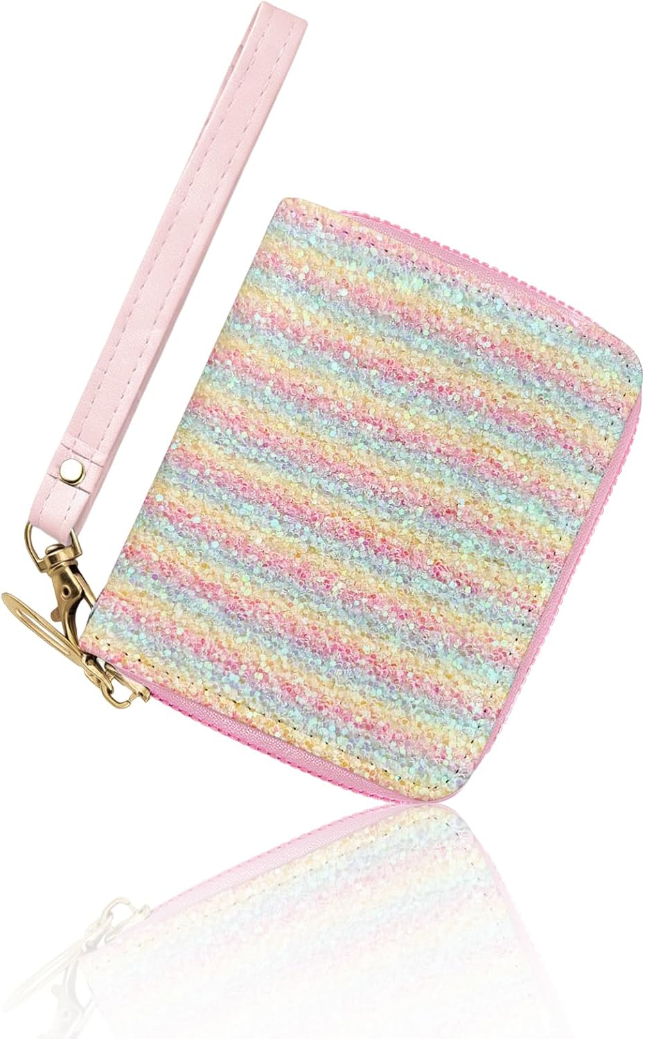 Girls Wallet for Kids, Kids Wallet for Girls 6-8 8-10 10-12, Small Cute Toddler Purse with Wristlet and Coin Pocket, Christmas Stocking Stuffers Birthday Gift for Teen Girls, Glitter Pink