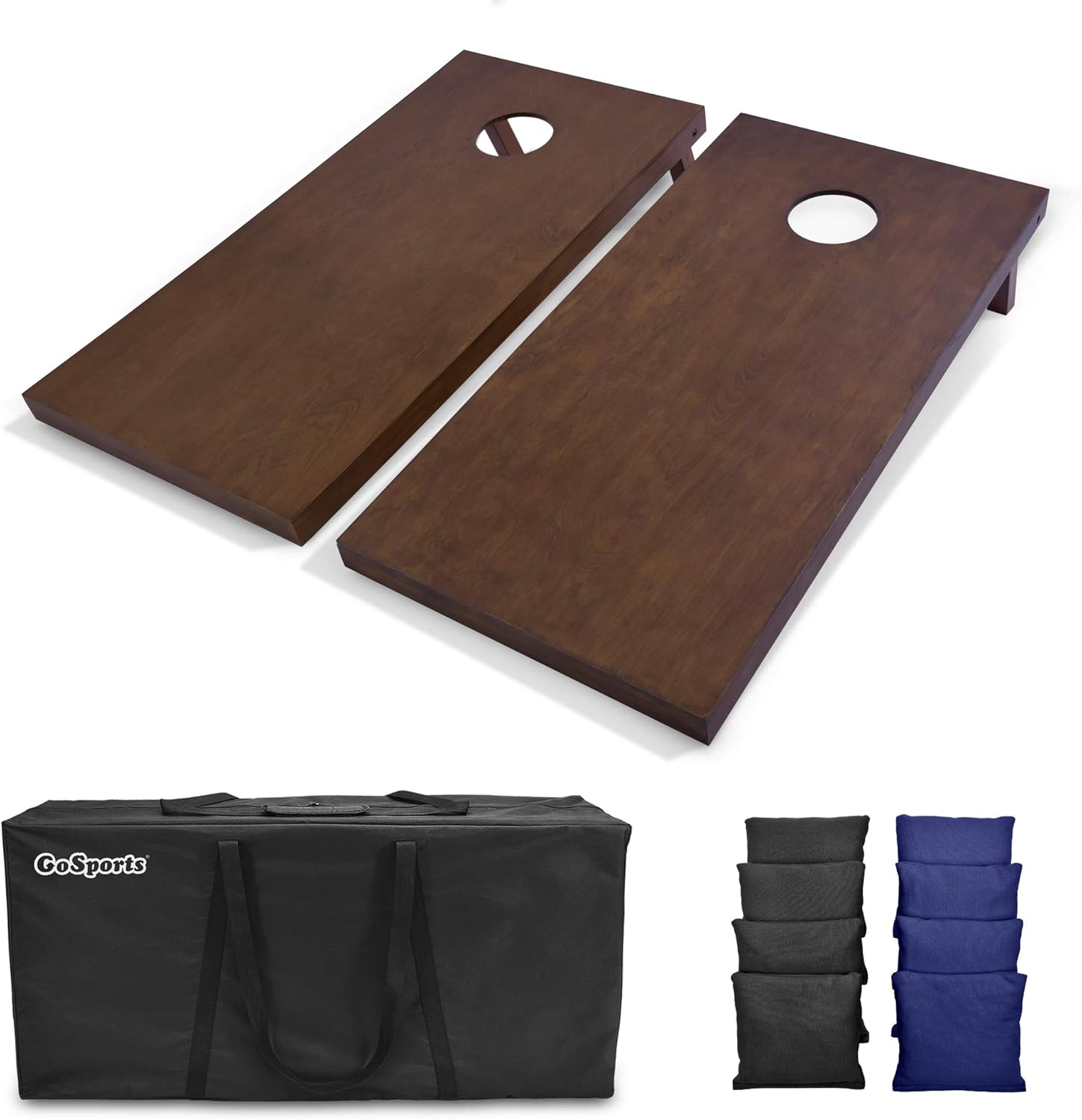 GoSports 4'x2' Regulation Size Wooden Cornhole Boards Set with Dark Brown Varnish | Includes Carrying Case and Bean Bags (Choose Your Colors) Over 100 Color Combinations