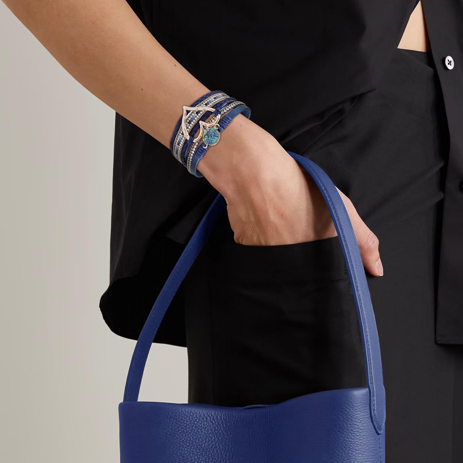 Long tiantian Boho Leather Wrap Bracelets Gifts Trendy Stuff Layered Bangles Bracelets for Women Modern Stackable Infinity Bracelets Bohemian Jewelry Gifts for Women Birthday Christmas Gifts Stocking Stuffers - Image 3