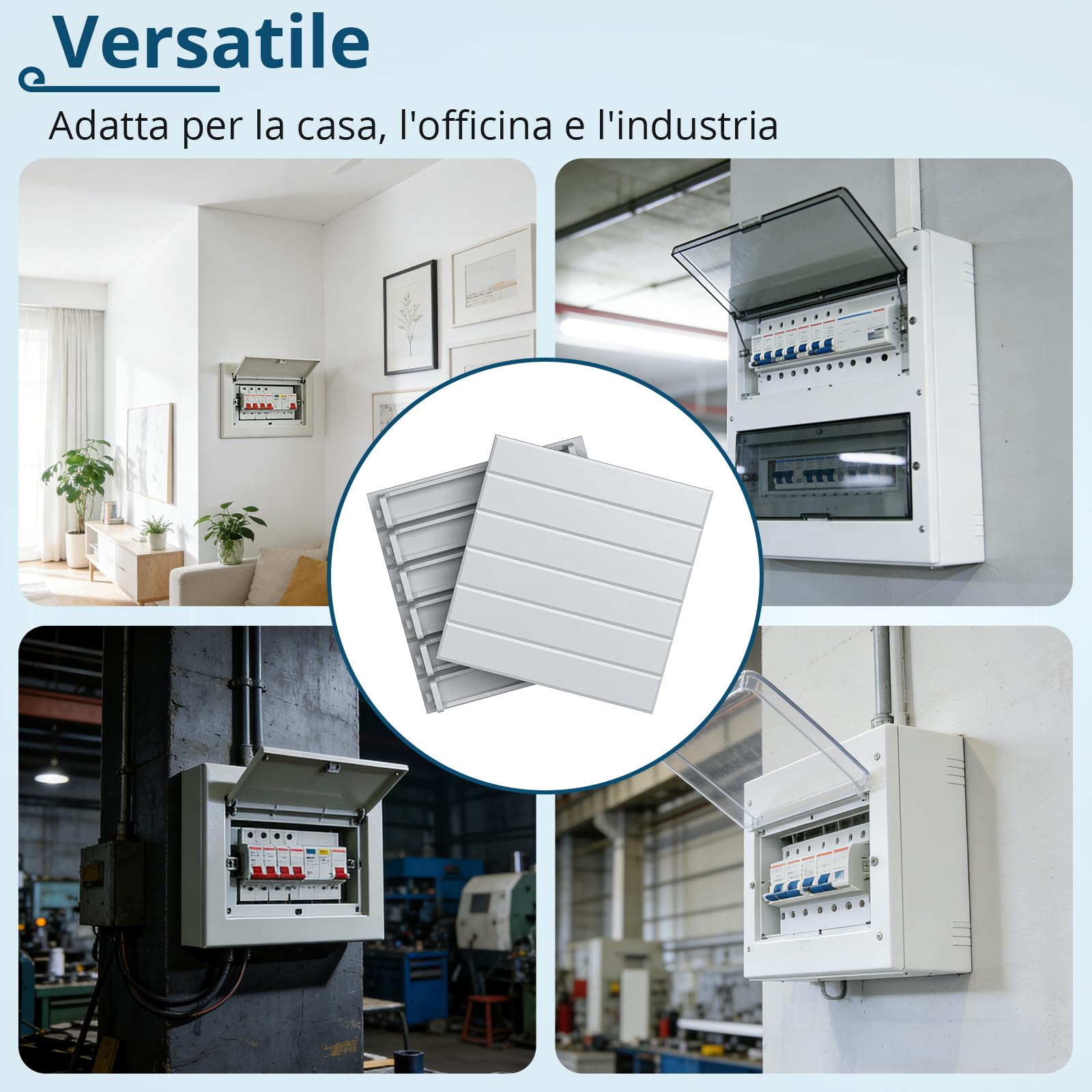 Set di 8PZ Strisce di Copertura 3 Moduli per Quadro Elettrico, Coprimoduli per Guida DIN con Fissaggio a Scatto, Pannelli di Copertura per Guida DIN Anti-Polvere, Flessibile Espandibile