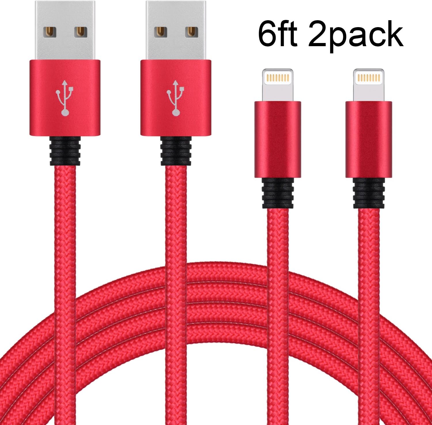 Phone cable,Sundix Charging Cable 2M 2Pack Nylon Braided Phone Charger for iPhone X 8 7/7Plus 6/6s/6 Plus/6s Plus 5/5c/5s SE iPad Air 3/iPad Pro