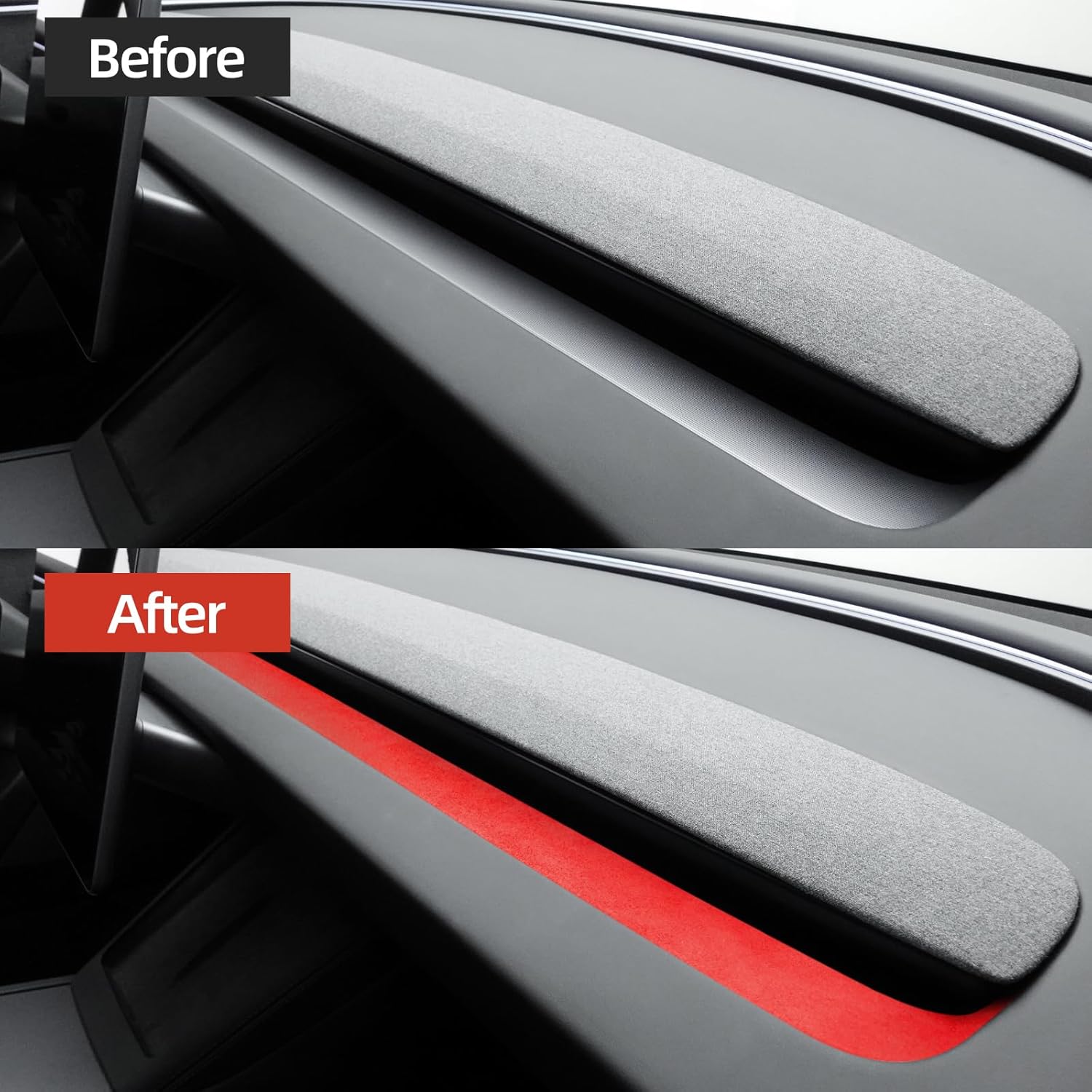 BETTERHUMZ Center Console Dashboard Air Outlet Frame Trim Compatible with Tesla Model Y Juniper 2025 2026 for Alcantara Carbon Leather Cover Decor Sticker Interior Accessories (Suede Red)