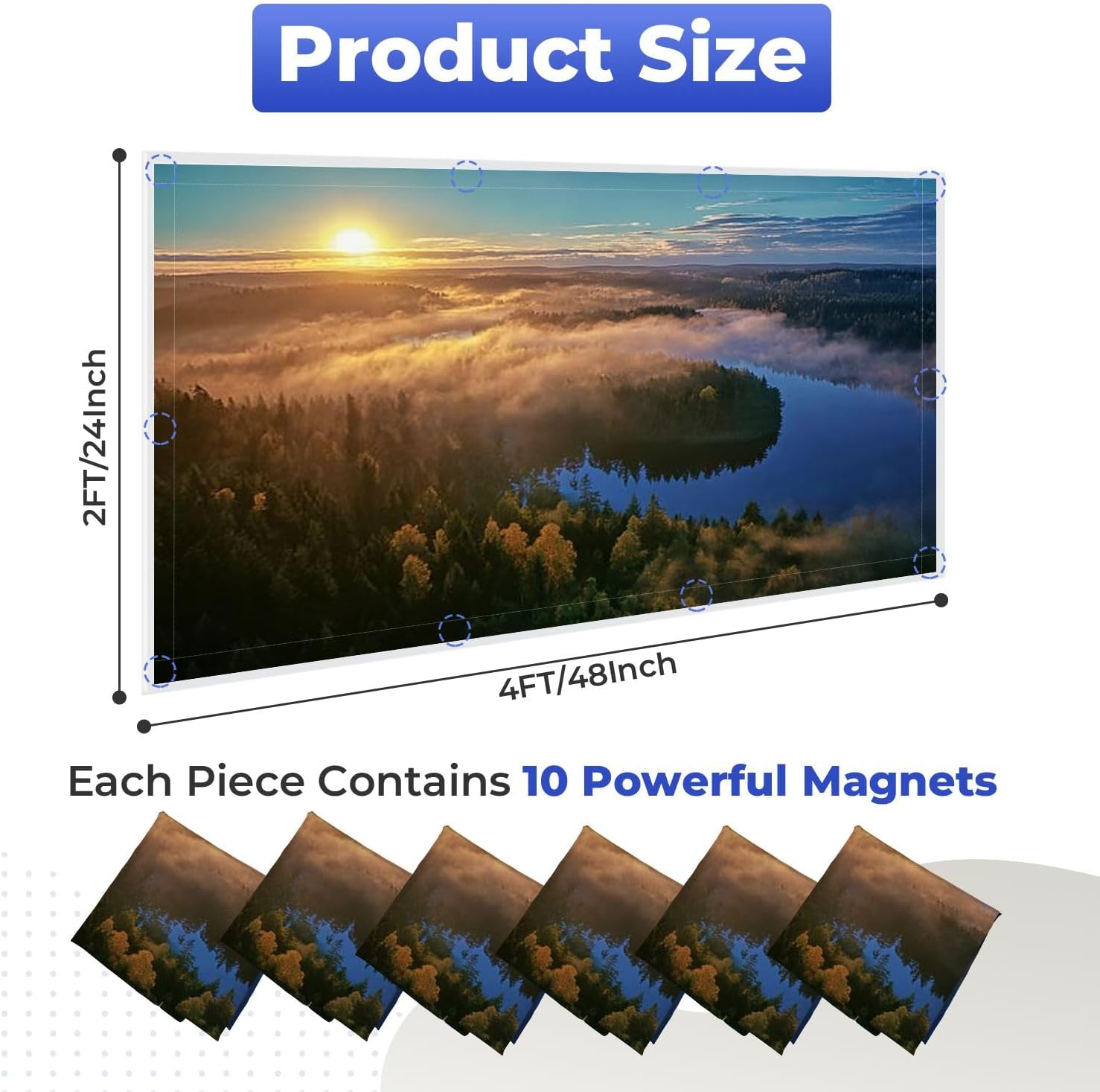 Fluorescent Light Covers for Ceiling Lights Autumn Landscape Morning Easy to Install Magnetic Light Filter for Classroom Office Hospitals School Home Decor