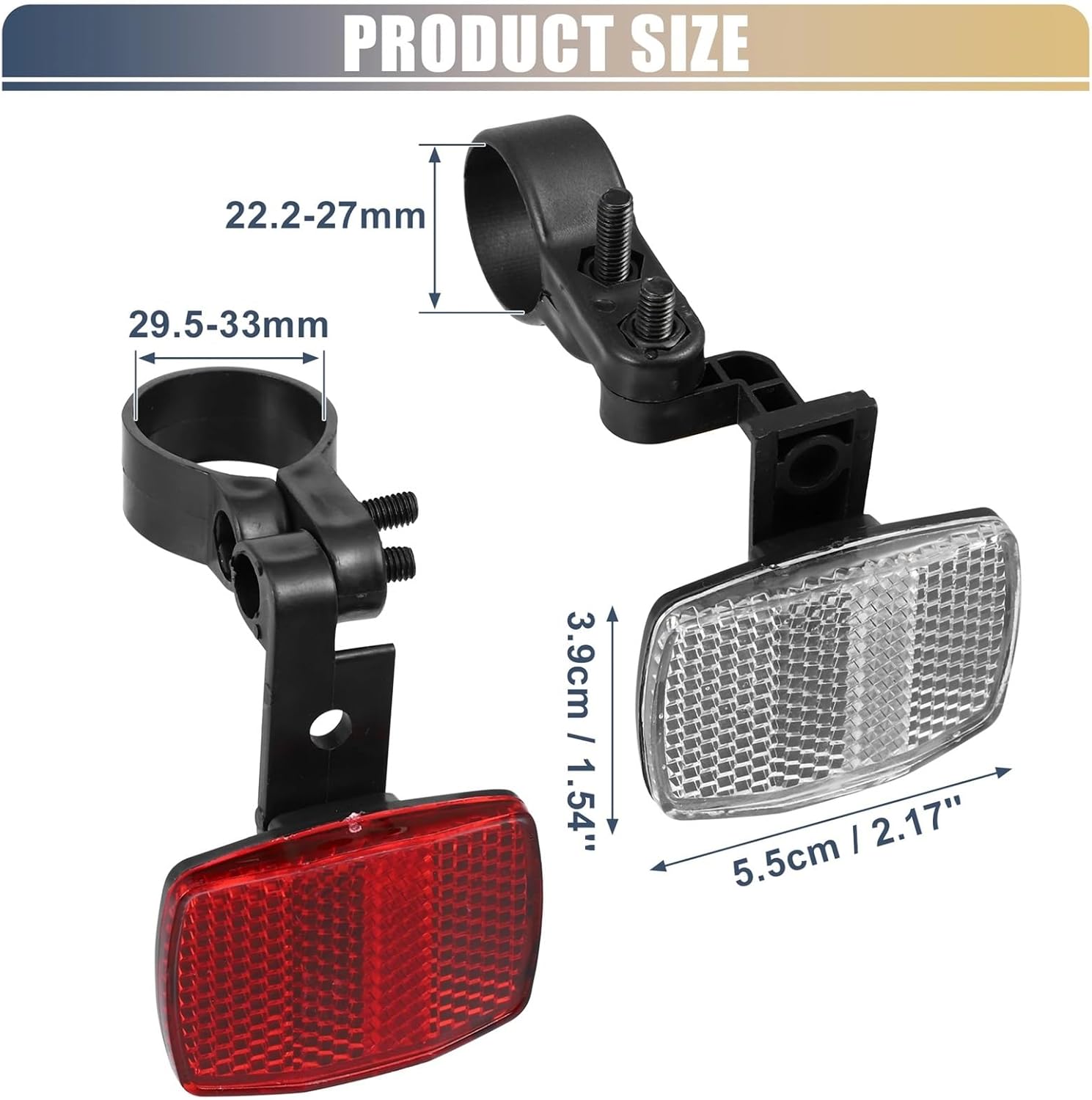 Bike Reflectors 2sets Bicycle Reflector Kit, Red White for MTB Handlebar & Seatpost Safety