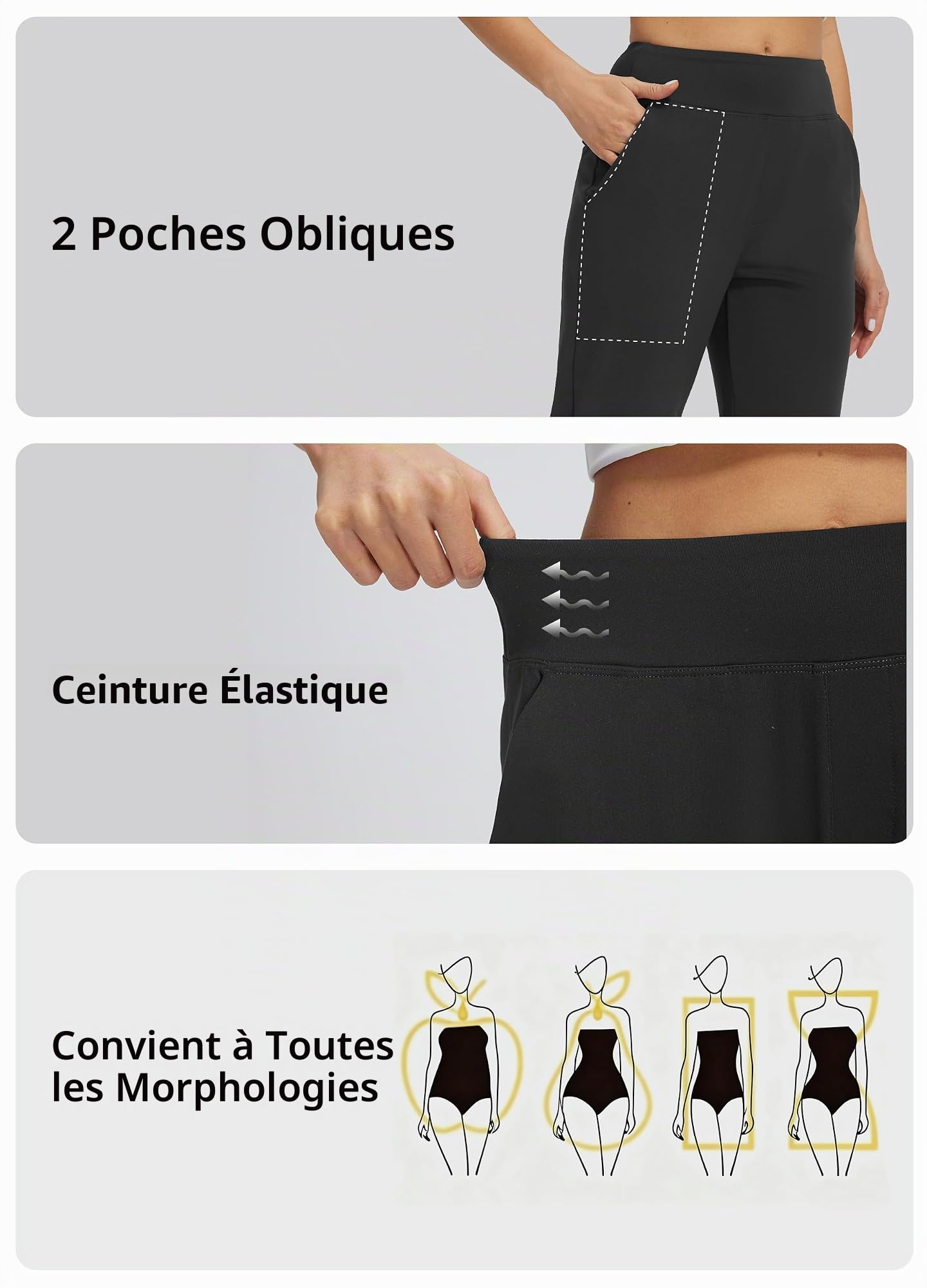 Libin Pantalon De Jogging 7/8 Fluide pour Femme | Pantalon De Sport Extensible Décontracté Léger Business Pantalon De Course Et Fitness En Molleton Avec Poches