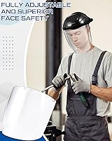 Vista 6 de Escudo facial de seguridad para moler y cortar con 3 piezas de visera transparente resistente a los impactos, máscara de cara completa con casco