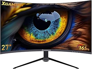 memzuoix 27 Inch Curved Gaming Monitor,QHD 2560 x 1440 Computer Monitor 144Hz/165Hz,16:9 Wide HDR Display,FreeSync,1ms Response,PC Monitor Built-in Speakers,2* HDMI & DisplayPort,Tilt Adjustable