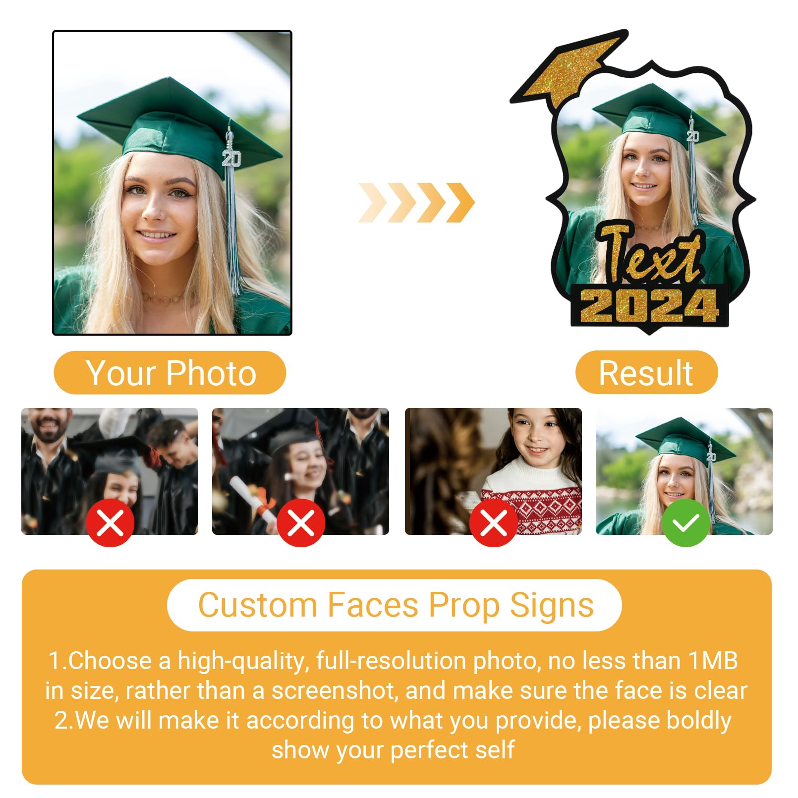 6 Pc,Head Cutouts On a Stick,Big Heads Cardboard Face Cutout,Big Head Cutout,Big Heads,12 Inches OXYEFEI Graduation Head Cutout,Graduation Face On A Stick,Class of 2024 Head Fans