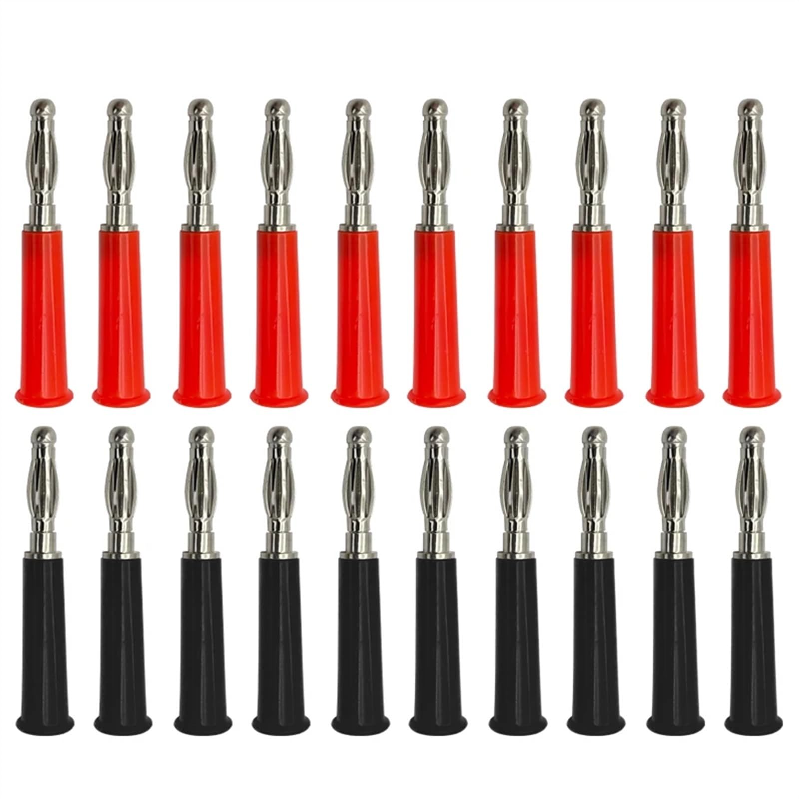 Connecteur de fiche Banane à vis, 40 pièces, 4mm, tête Banane, Couleur Noir et Rouge, fiche Banane en Plastique nickelé argenté(A 20Red 20Black)