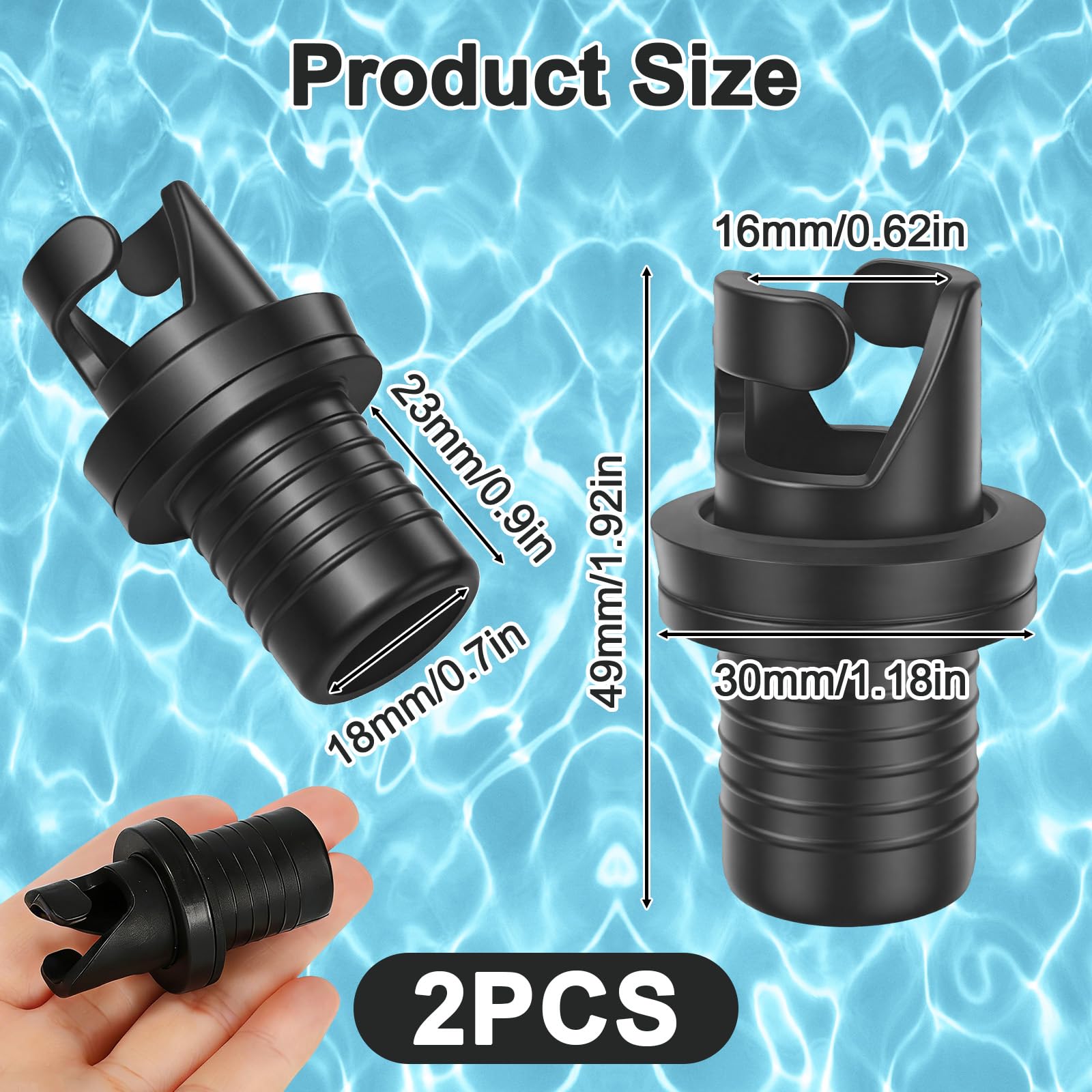 2 Pezzi Adattatore per Valvola Gommone, Nero Adattatore Pompa SUP, Plastica Adattatore per Kayak Valvola H-R, Adattatore Pompa per Gonfiabili, Adattatore Valvola Aria SUP per Barca, Gommoni