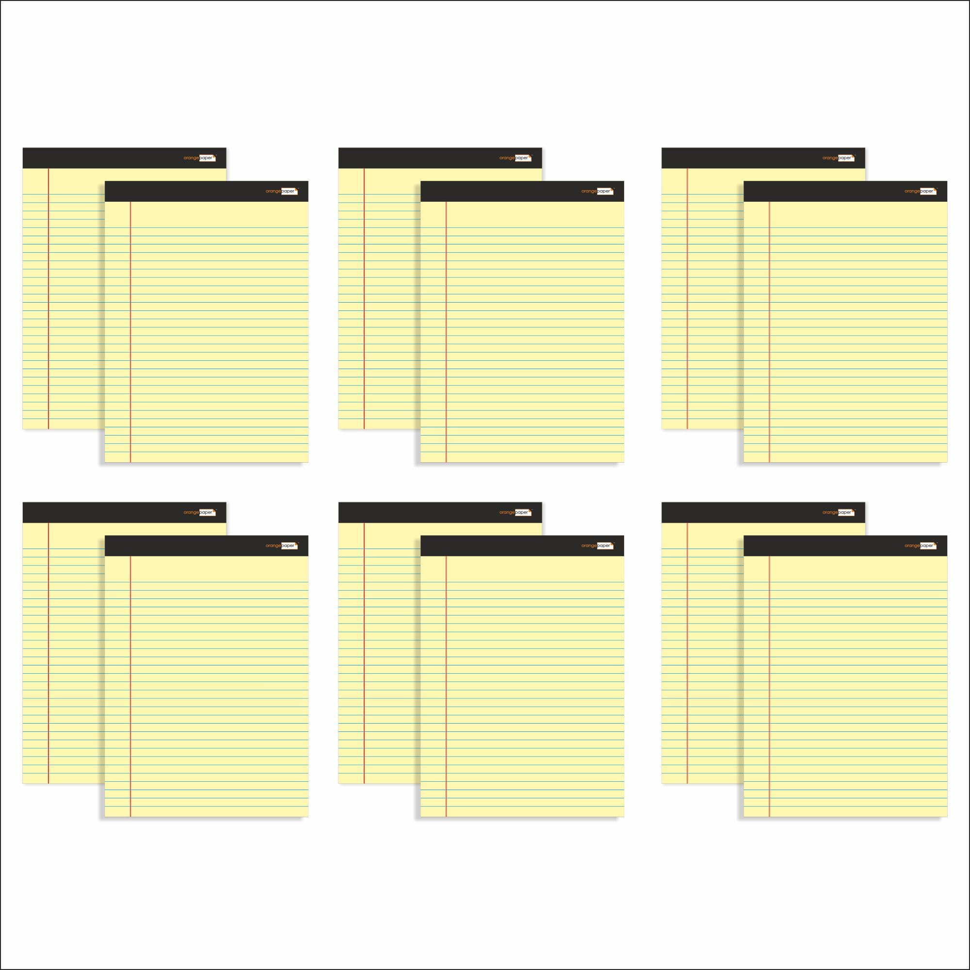 Orange Paper Legal Pads 8 5 x 11 Perforated 50 Sheets per Pad Pack of 12 Yellow Paper