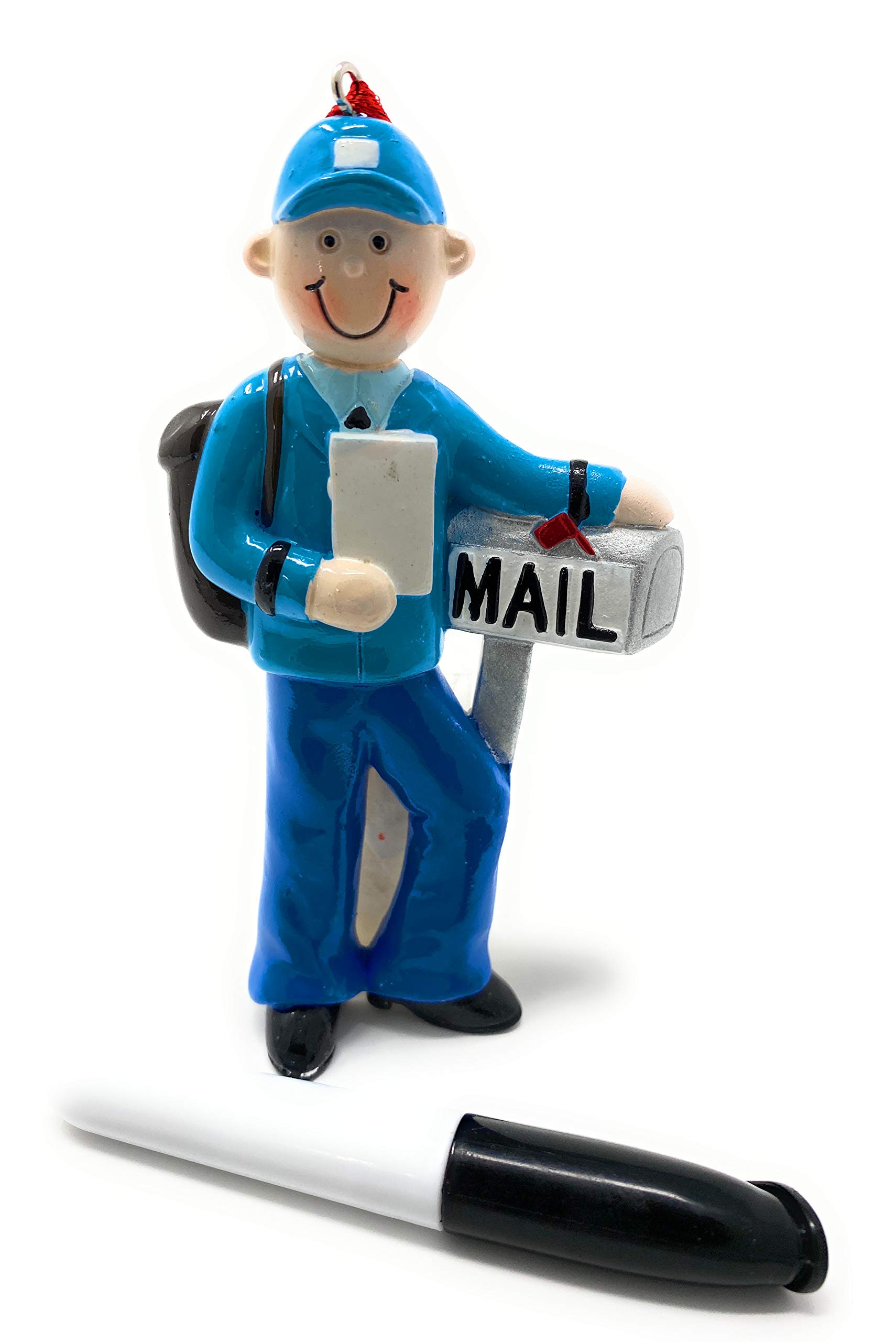 Christmas Tree Ornaments Mailman Postman Letter Mail Carrier Essential Worker Xhristmas Decoration with Black Pen Marker to Personalized Ornament Decorations Set