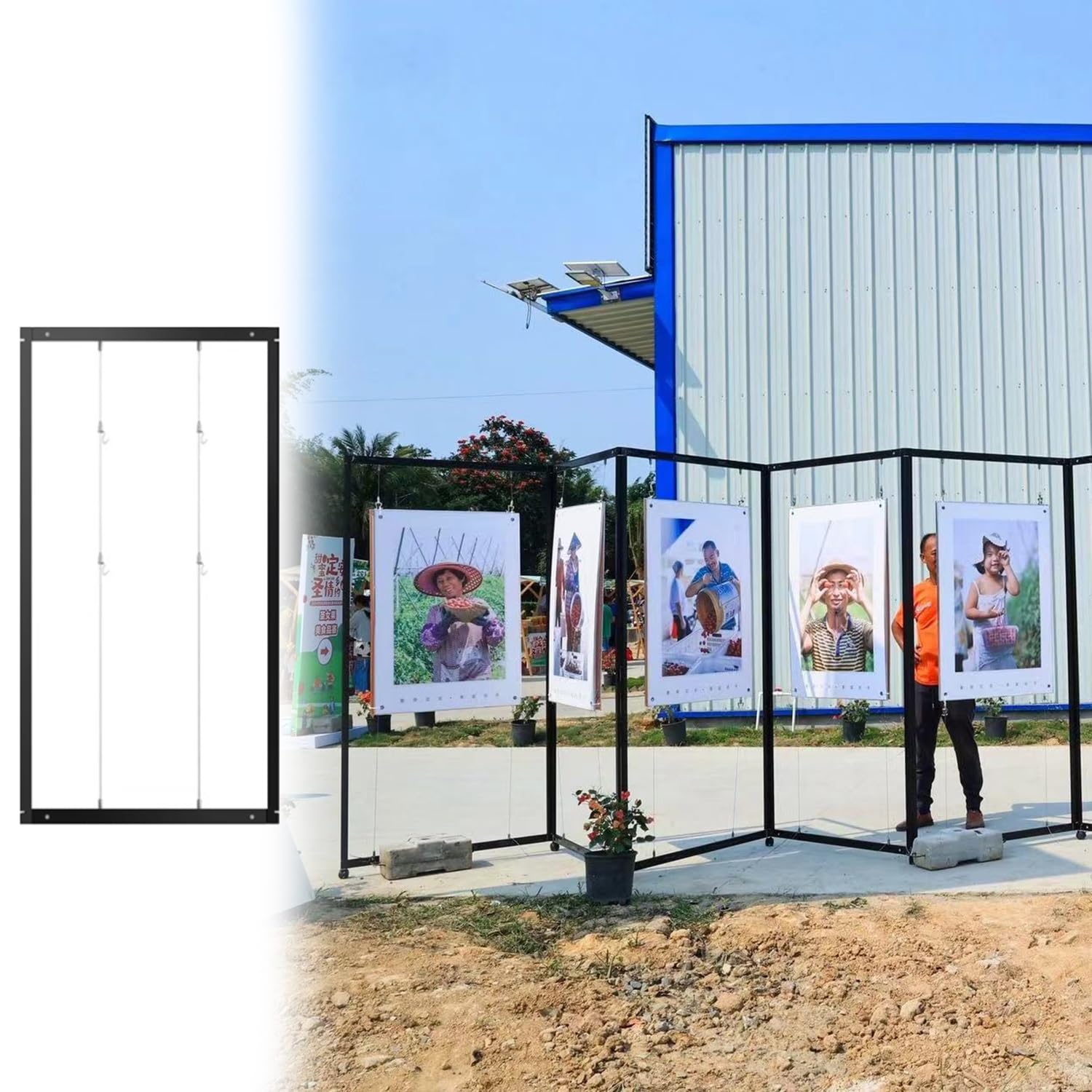 Présentoir pliable portable pour expositions d'art et foires