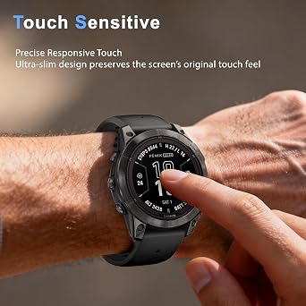6 Pack Screen Protector for Garmin Fenix 7X/7X Pro (Solar/Sapphire Solar) 51mm, High Clarity, Touch Sensitive, Anti Shatter, Bubble Free, Tempered Glass Screen Protector