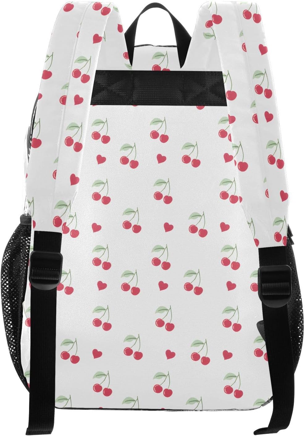 Cherry Heart Fruit White Clear Backpack Heavy Duty See Through Transparent PVC BookBag for Kids Boy Girl Adult School Work