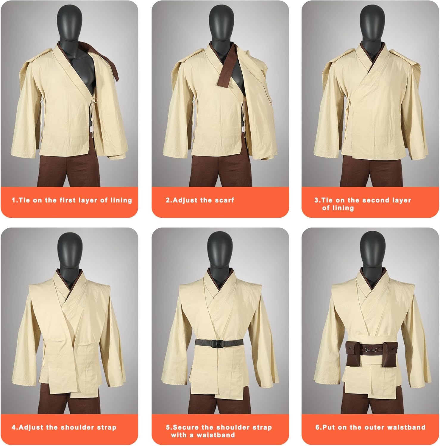 Men's Costume Robe Adult Male Tunic Costume Set Halloween Cosplay Costume Cloak Set - Image 2