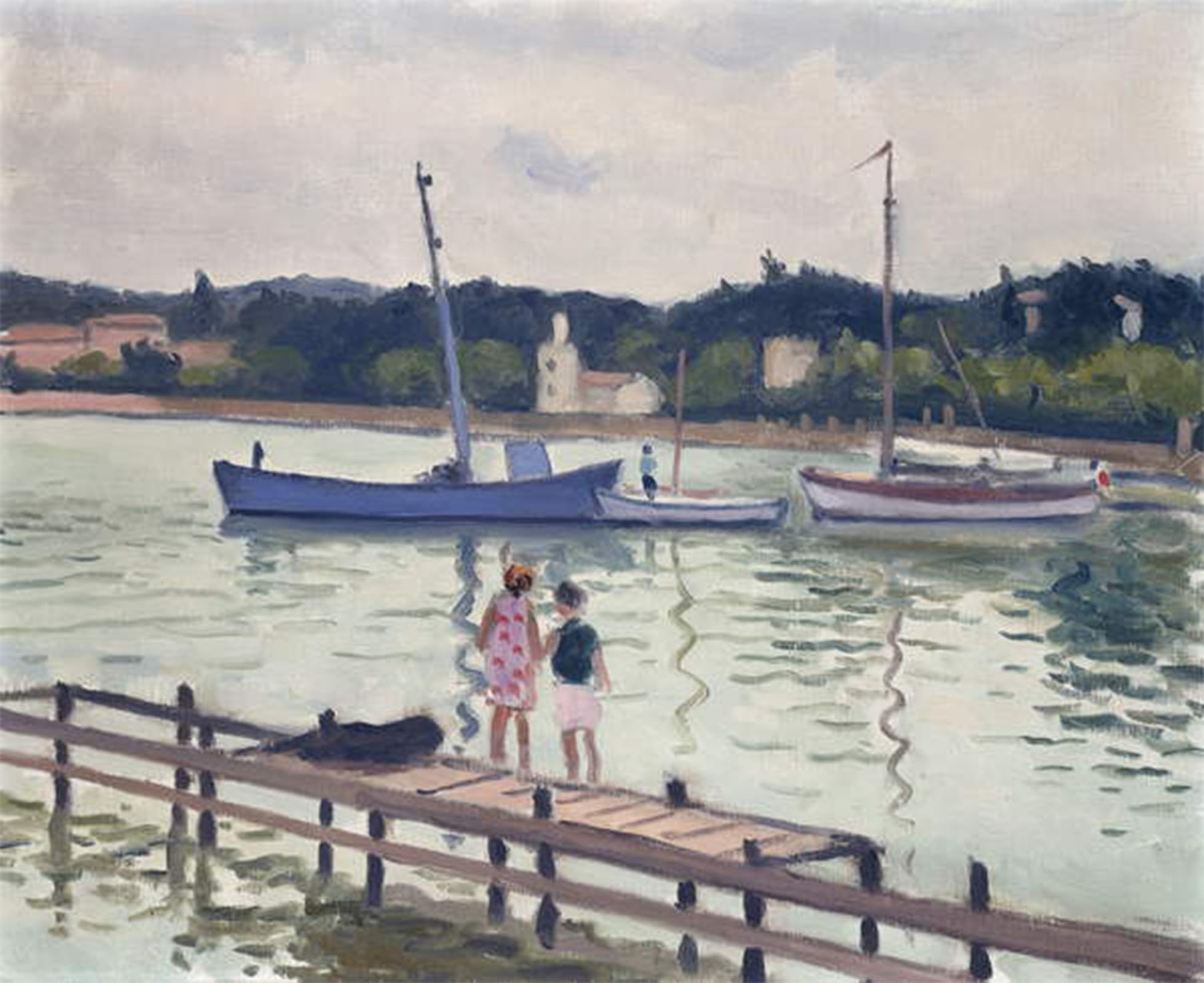 POSTERIIk Vintage Print Pop Art Landscape Artwork Children and Sailboats by Albert Marquet Art Prints for Office Home Decor 60x90cm