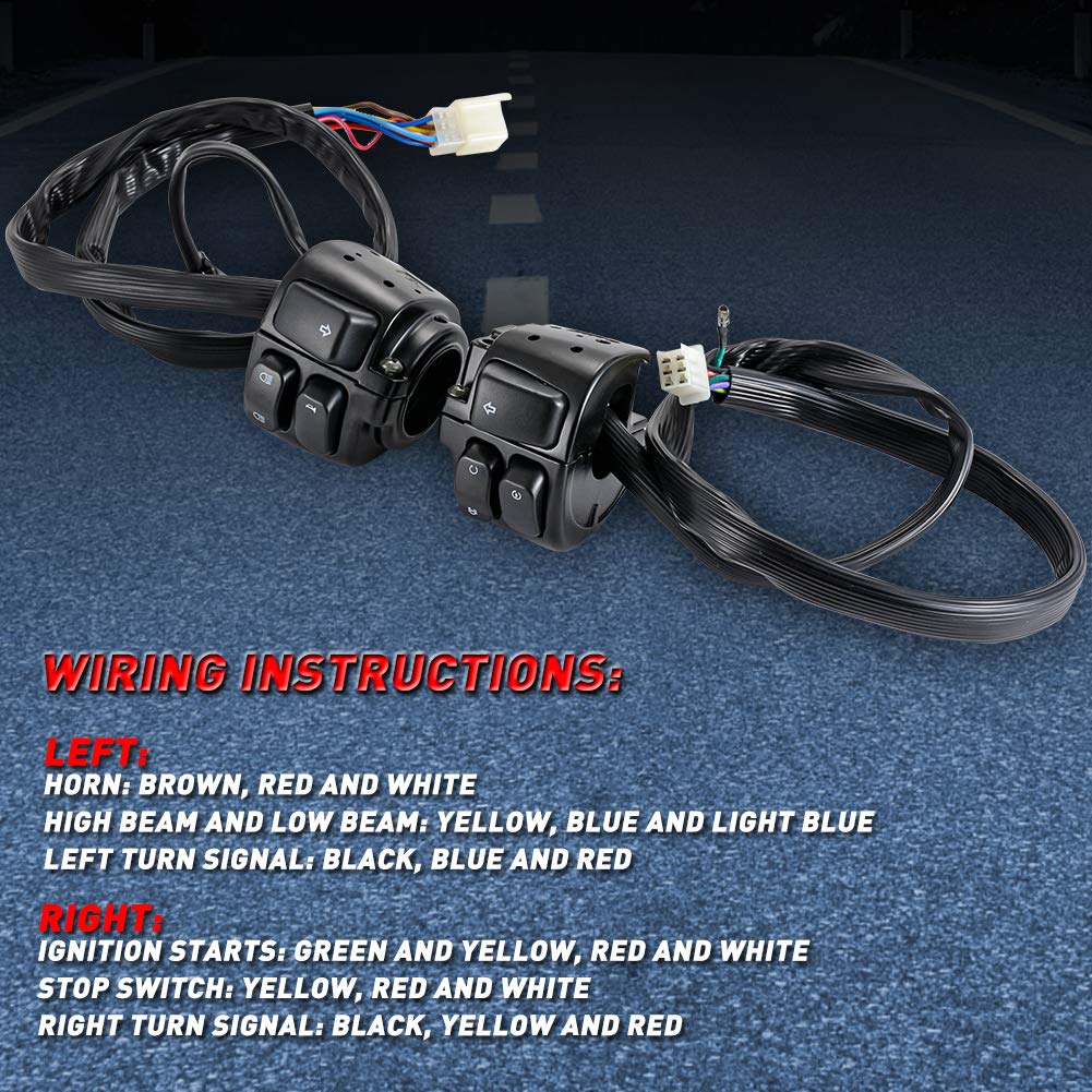 KATUR interruttore impermeabile manubrio moto 25 mm nero Harley Softail Dyna Sportster 883 1200 V-Rod 1996-2012