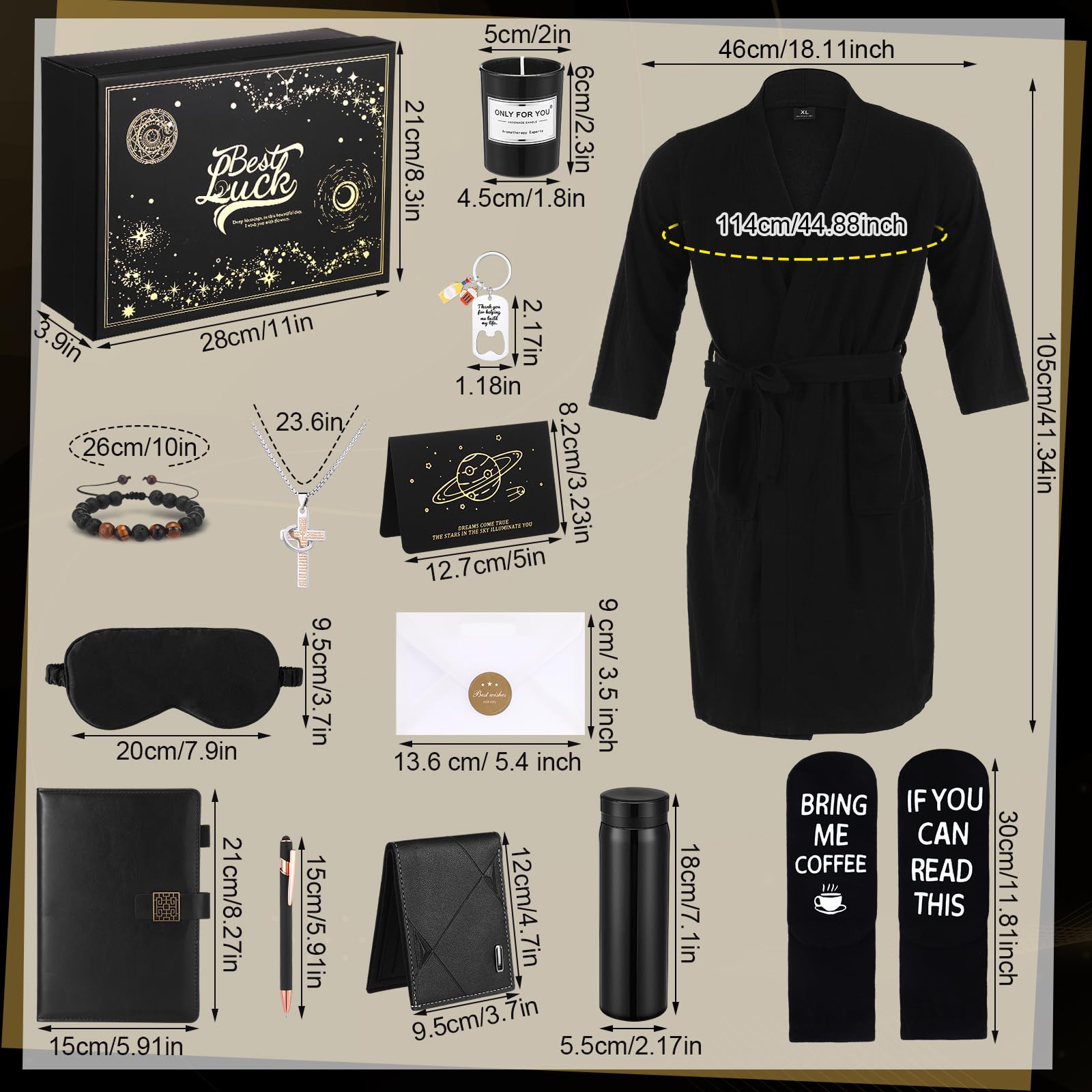 13 cestas de regalo de cumpleaños para hombres, regalos de recuperación para hombres, caja de regalo de Navidad, vaso, cartera, bata, velas perfumadas, cuaderno, calcetín, pulsera, bolígrafo