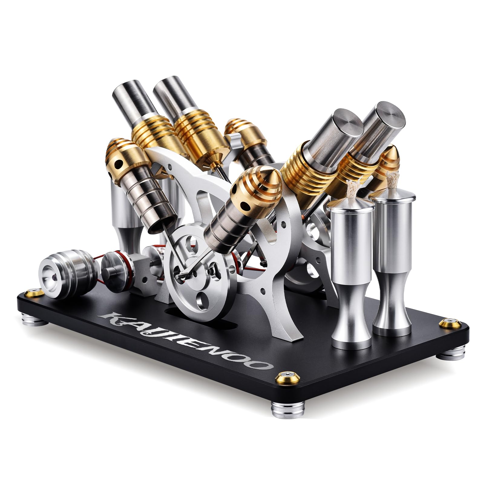 Motor Stirling De Aire Caliente Con Luz LED – Modelo De Aleación De Aluminio Y Base De Madera – Juguete Educativo De Ciencia Para Adultos Y Profesores – Listo Para Usar