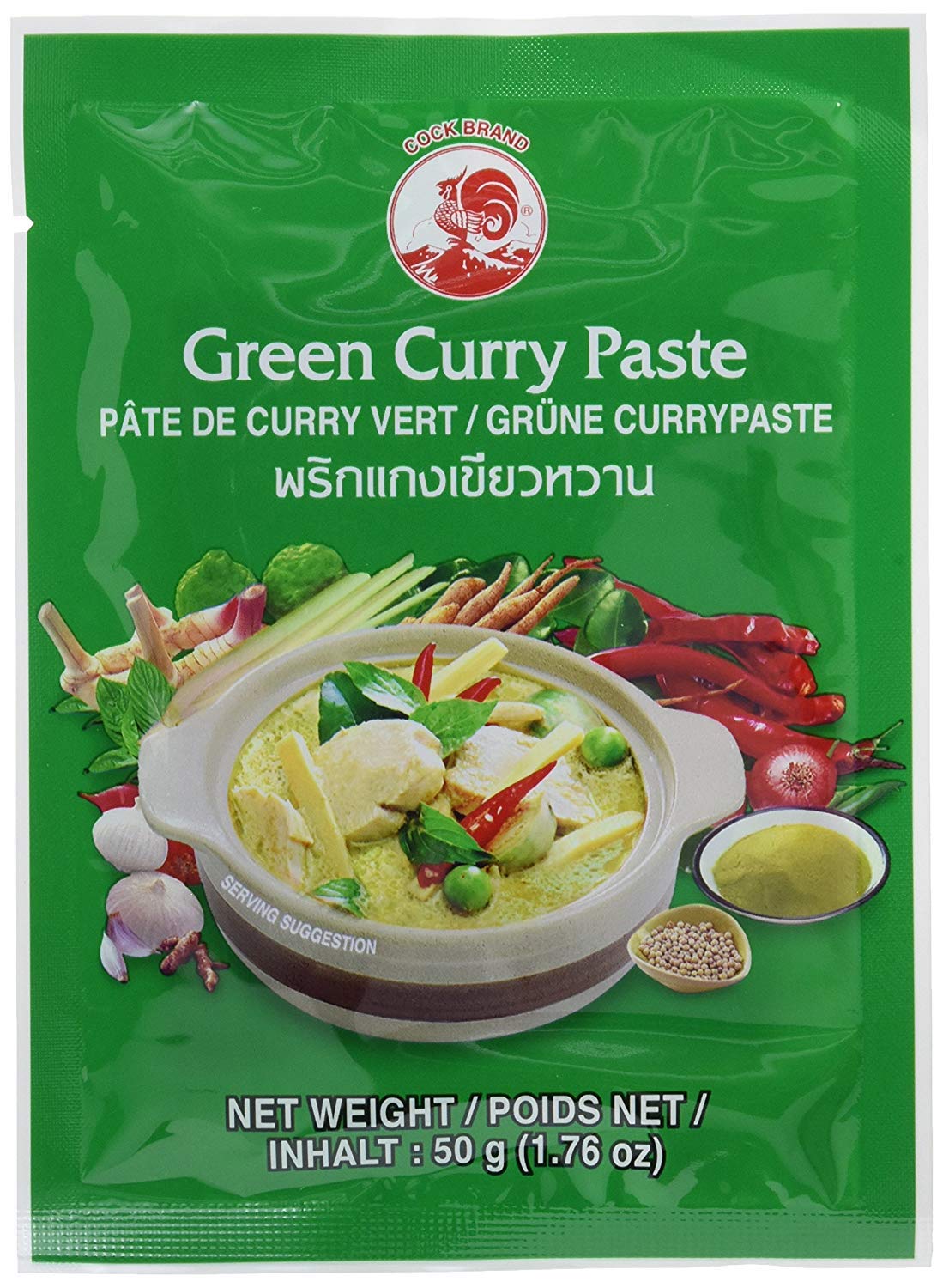 Paquet de 12 Pâte de Curry Vert de Marque COCK [12x 50g] Pâte de Curry Vert