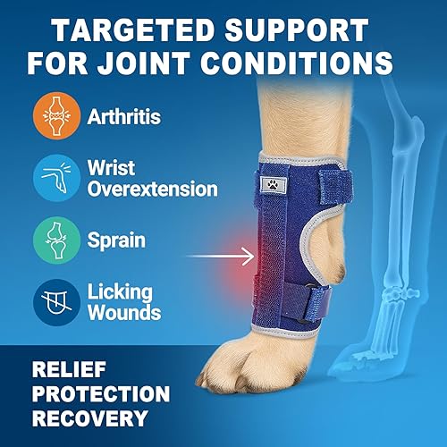 Miniatura 4 de Soporte de pierna delantera para perro férula ajustable para tobillo, pierna delantera, tobillo, extremidad de poro, envoltura de esguince con
