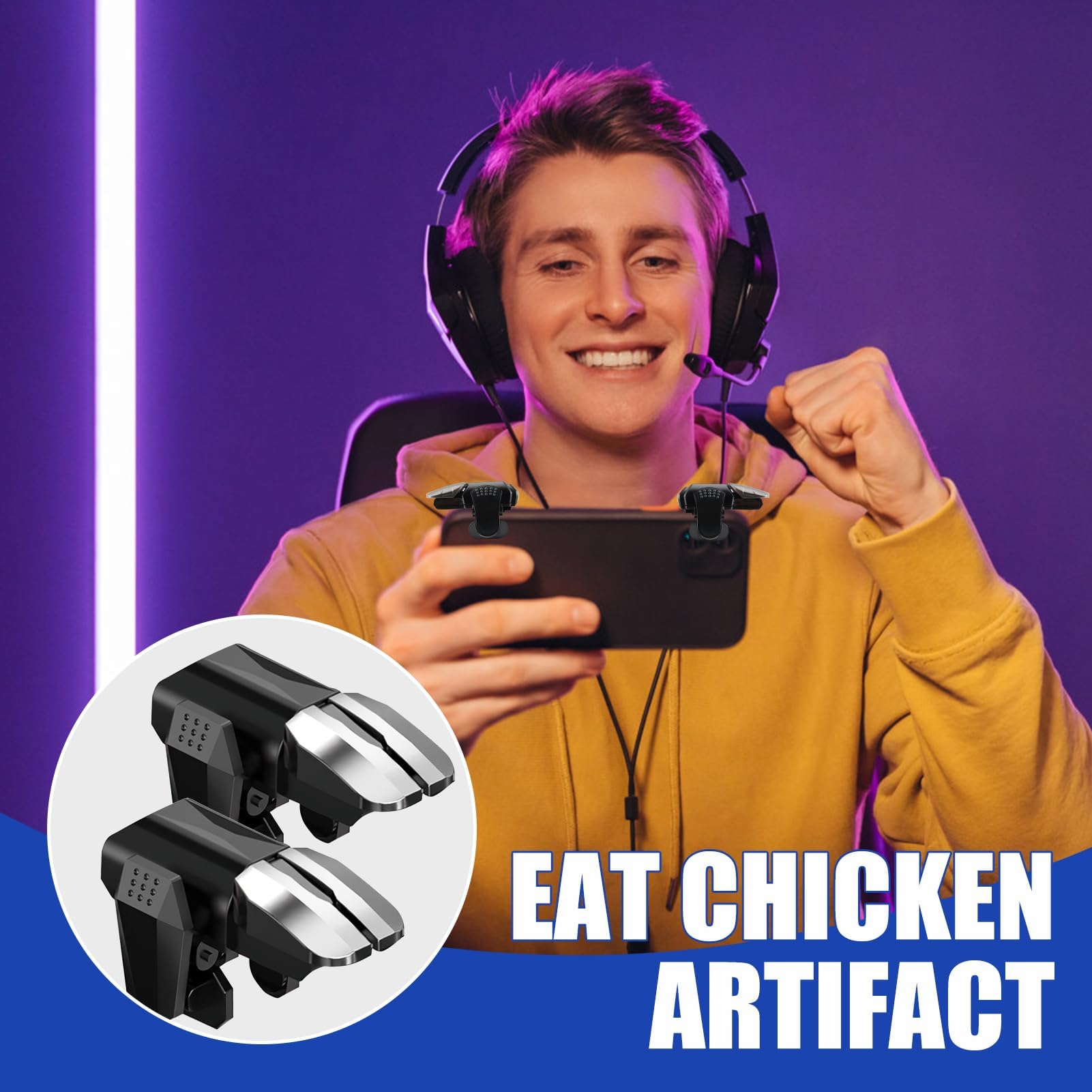 Novstuf Triggers 6 Dita Joystick Controller per PUBG COD, Rapid-Fire Tiro Joystick Controller Amartphone Sensibilità Alta Protezione Schermo Compatibile con Telefono Smartphone Android e iPhone