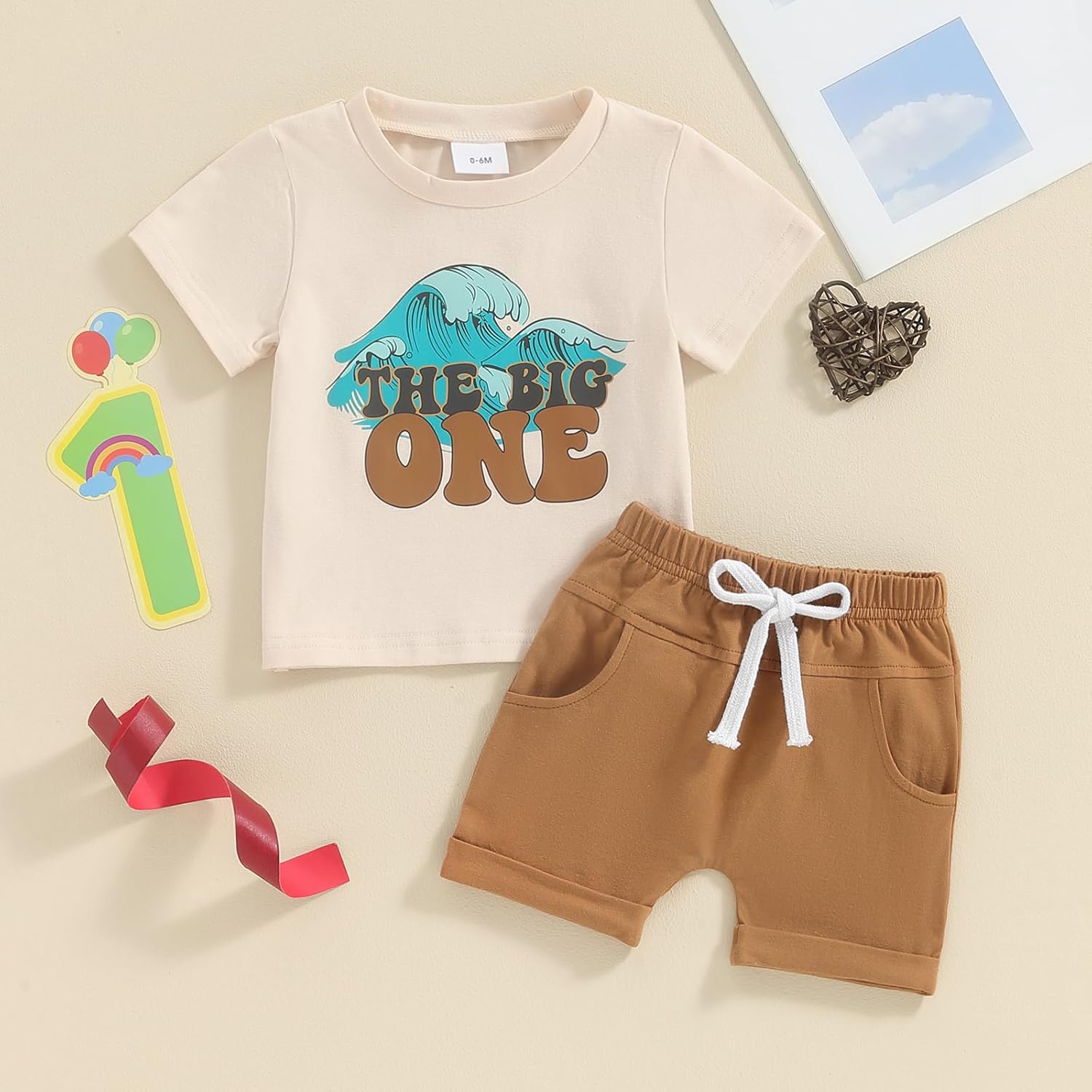 2Pcs Baby Boy 1st Birthday Outfit The Big One Wave Short Sleeve T-Shirt Tops Shorts Pants Set Summer Clothes - Image 5