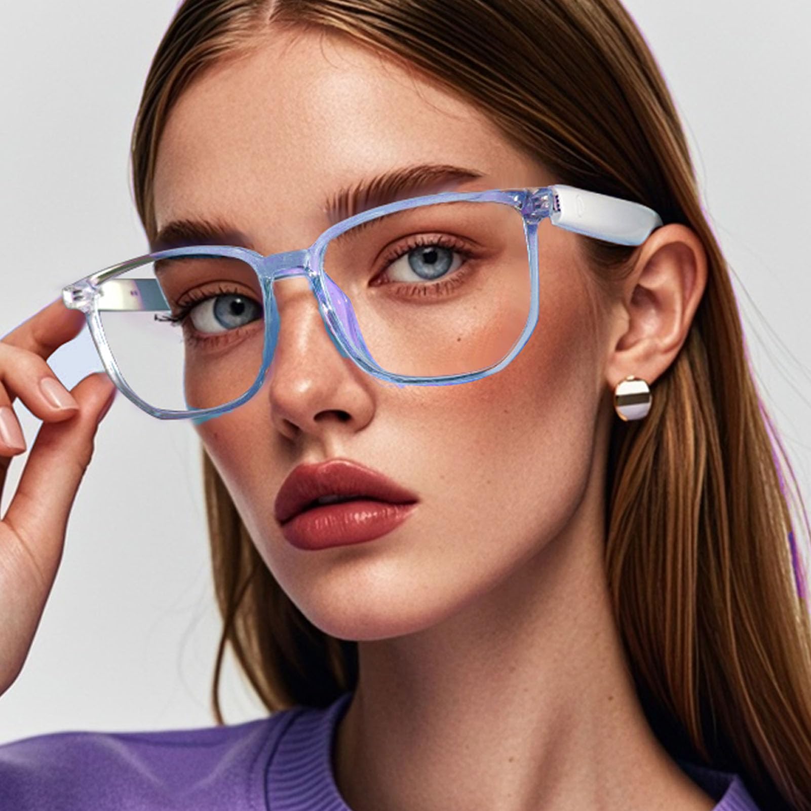 Jectse Lunettes Intelligentes AI avec Caméra, Lunettes D'enregistrement Vidéo HD 1080P, Audio BT, de Caméra de Sport de Plein Air, avec Musique, Appels Mains Libres et (Blue)