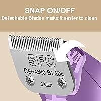 Vista 2 de Cuchillas de cerámica desmontables para perros y mascotas, compatible con Andis tamaño 5FC de 1/4 pulgadas de longitud de corte, compatible