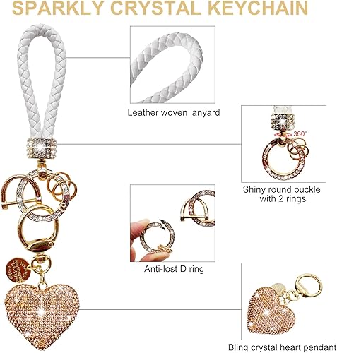 Miniatura 3 de Funda para llavero, funda de TPU suave para llavero de coche con llaveros, BlancoDorado