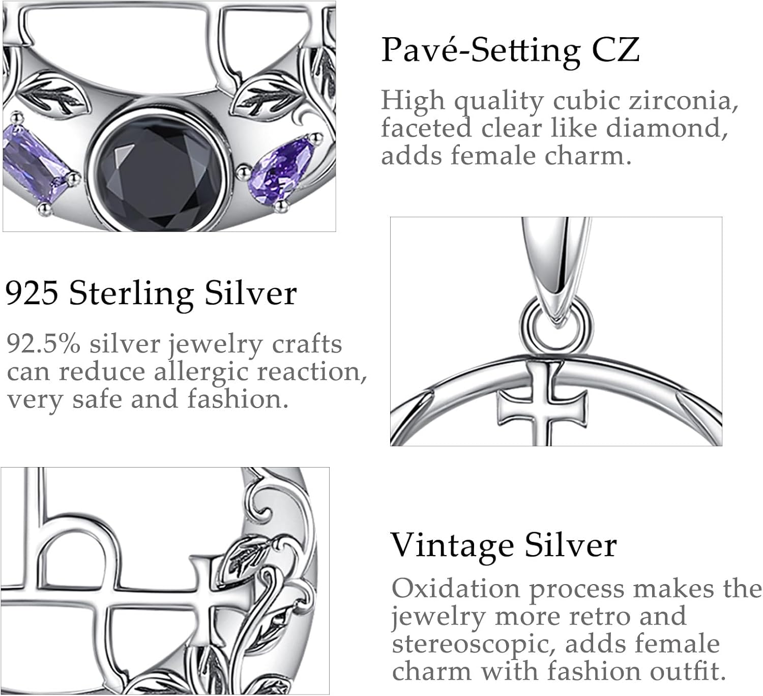 AEONSLOVE 925 Sterling Silver Lilith/Santa Muerte/Mushroom/Pentagram/Raven/Hecate/Italian Horn/Dragon and Phoenix Necklace Witchy Jewelry Gifts - Image 7