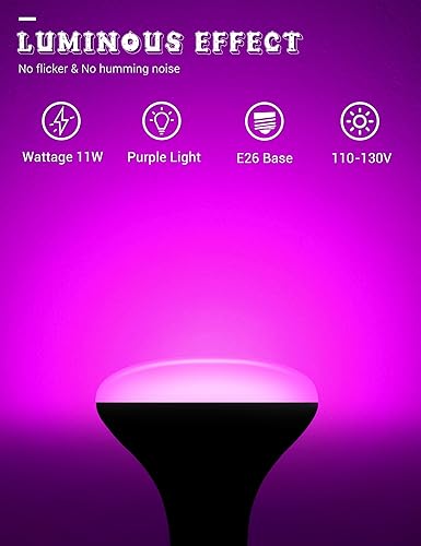 Miniatura 4 de JandCase BR30 - Bombillas de luz de Halloween, base E26, bombillas de luz de inundación moradas para interiores, 11 W (equivalente a 65 W),