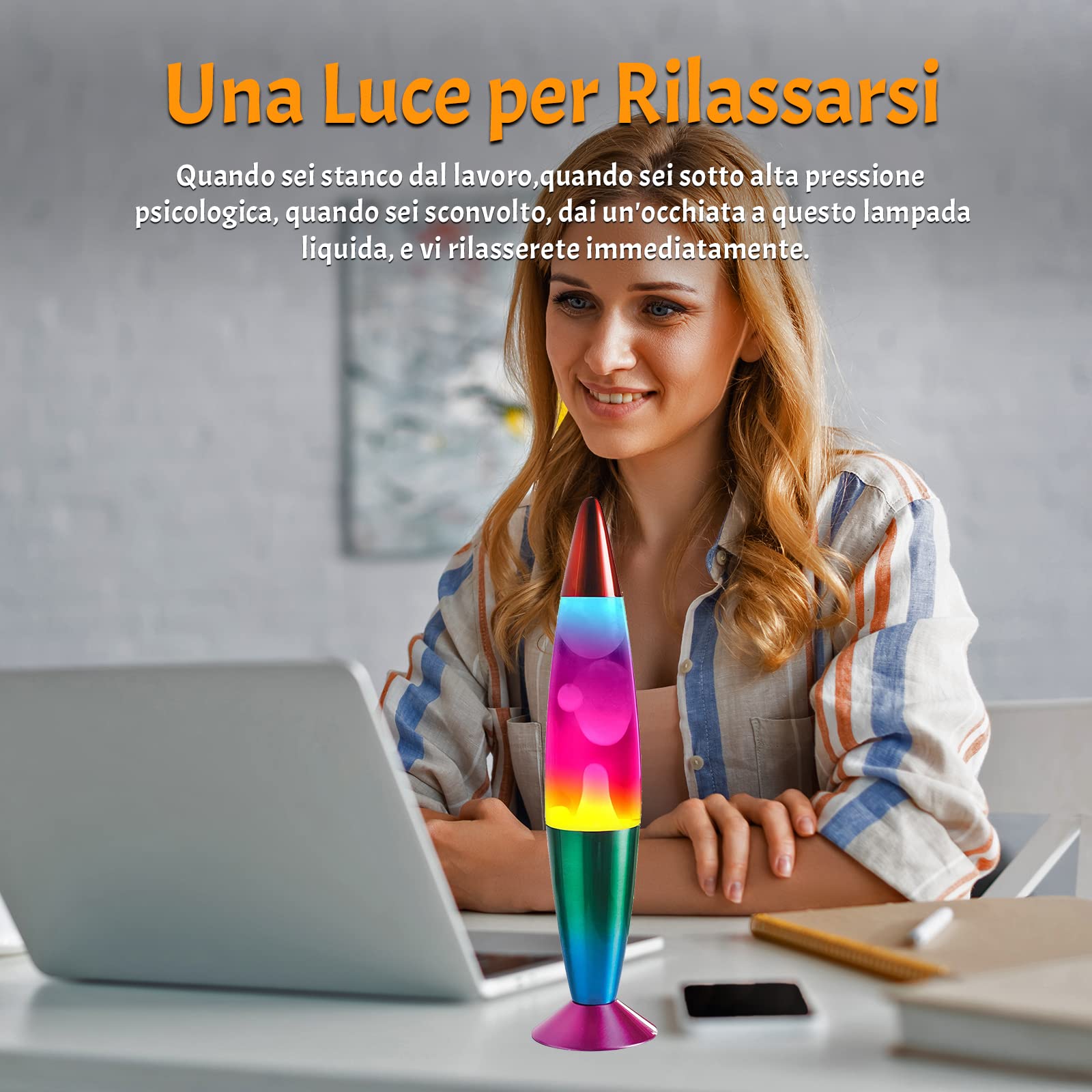 DoRight Lampada Lava Classica Colore Retrò Lampada Lava Lampada in Alluminio Lenitivo Movimento Lava Lampada per Rilassamento Tranquillo 13,38 Pollici con 2 Confezioni R39 25W E14 Lampadina