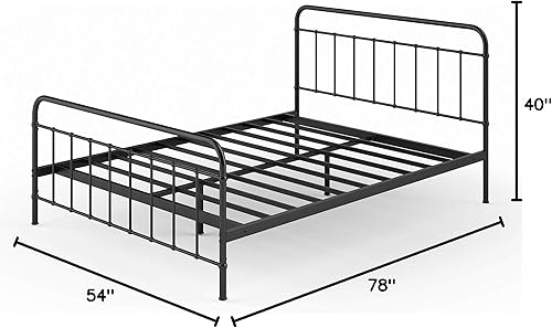 Miniatura 47 de Zinus Florence - Base de cama con plataforma de metal, base de colchón, no necesita somier, fácil montaje, blanco, tamaño matrimonial. Blanco,Negro