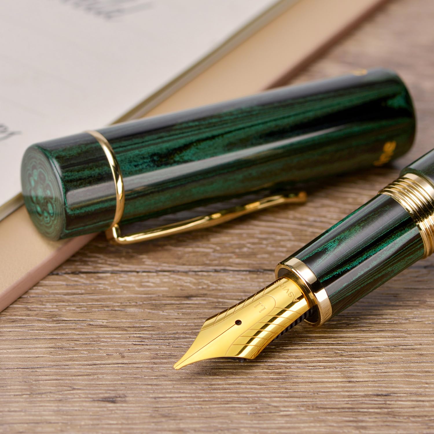 Asvine C2000 Cumberland Ebonite Fountain Pen - Green -3
