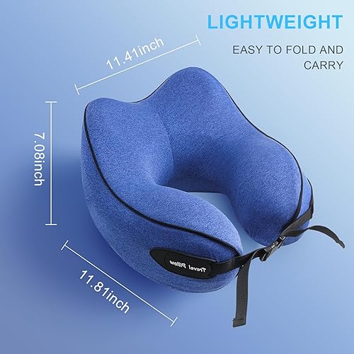 Miniatura 2 de Ustenroya Almohada de viaje 100% espuma viscoelástica, cómoda y transpirable, kit de viaje en avión con máscara de ojos para dormir, tapones para