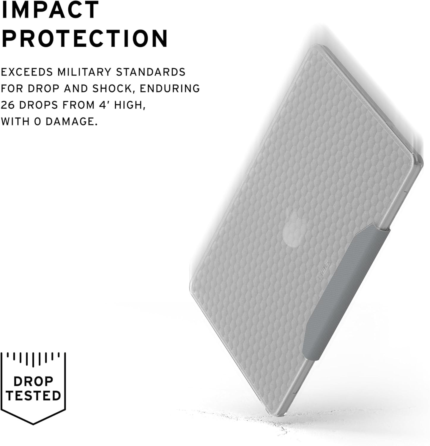 URBAN ARMOR GEAR UAG Designed for MacBook Air 13" Case M5 2026 M4 2025 M3 2024 M2 2022 - Rugged One Piece Hardshell Transparent Clear Scratch Resistant Protective Cover, Essential Armor Ice