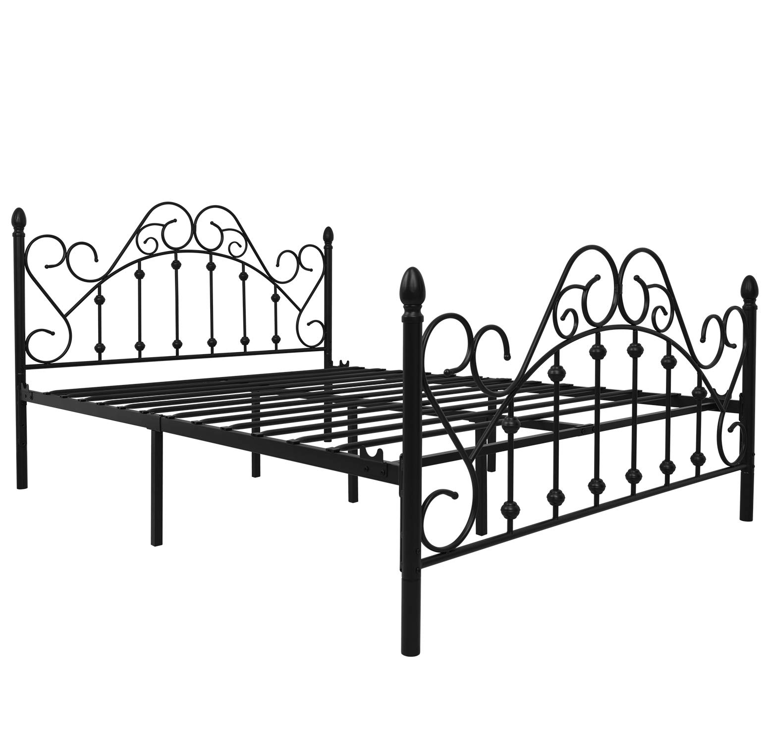 Black Queen Platform Metal Bed Frame with Headboard and Footboard