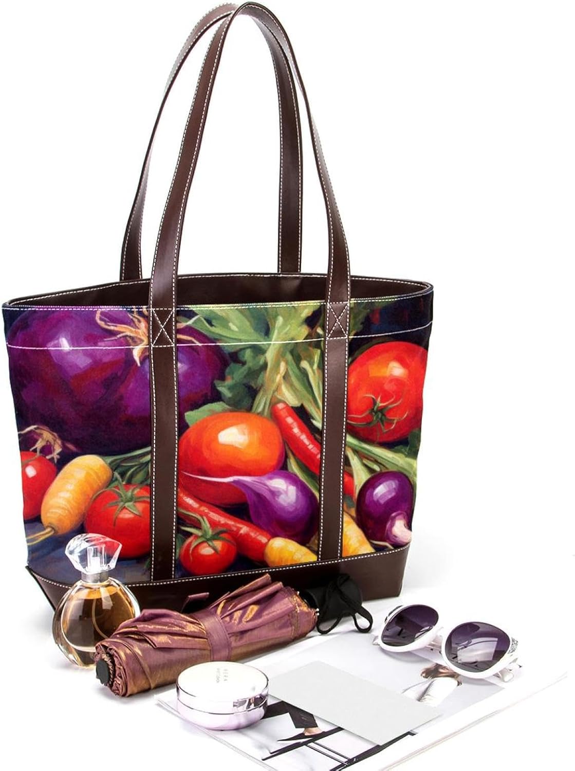 [YTYVAGT] 女性用財布、女性用トートバッグ、女性用ハンドバッグ,農家の水彩野菜