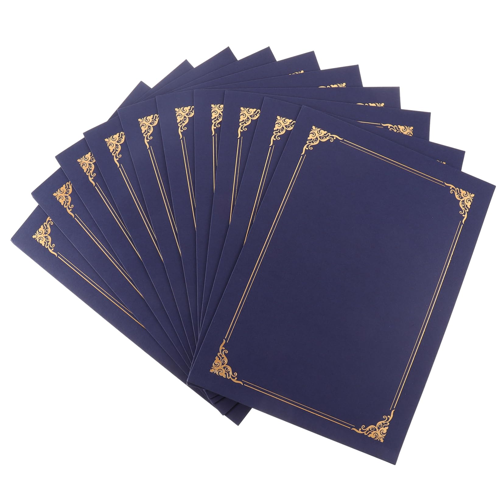 STOBOK Fundas para Certificados 10 Unidades Tamaño A4, Cubierta Protectora de Papel Borde Dorado, Presentador Resistente y Ligero para Diplomas y Premios en Oficina y Hogar