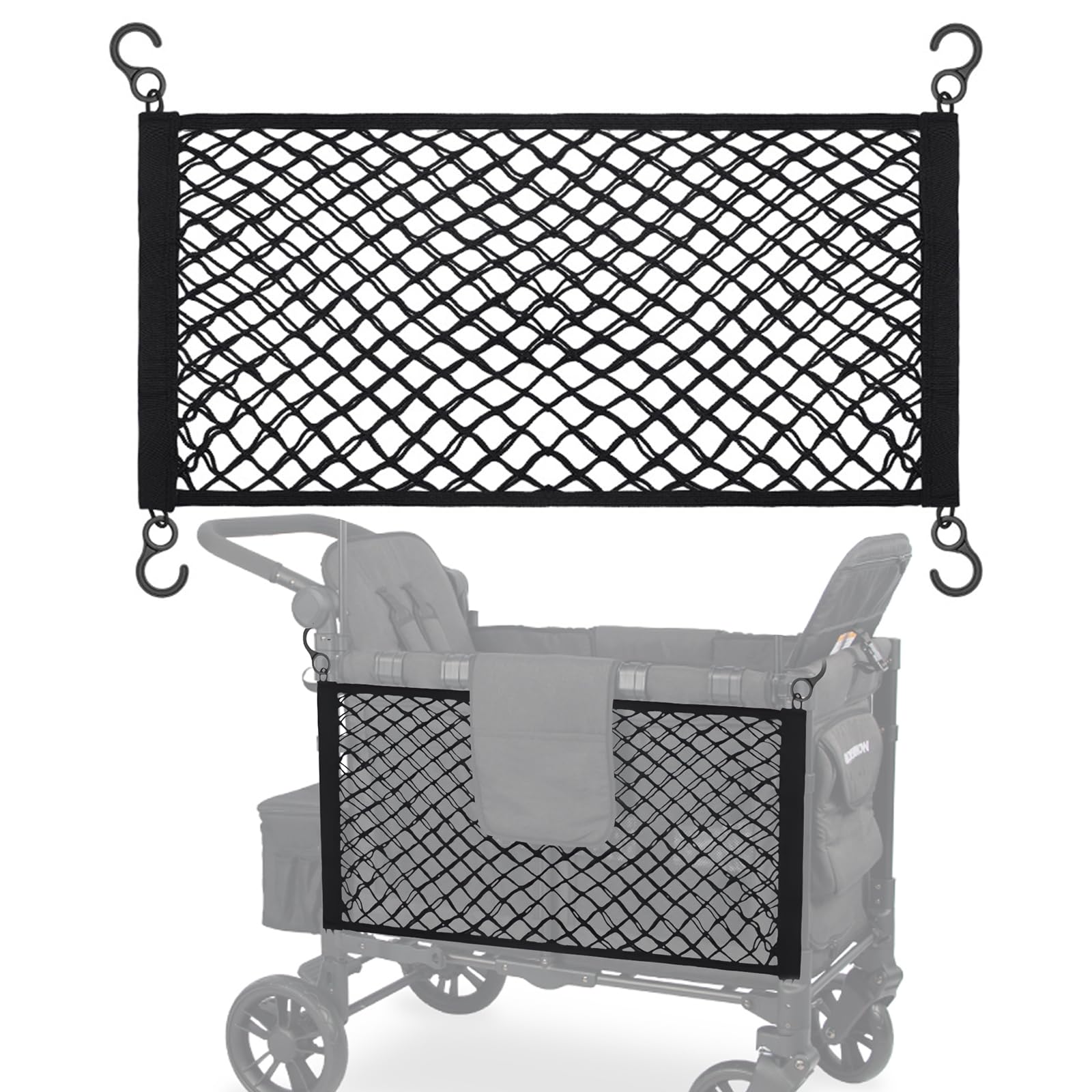 Baby Stroller Wagon Cargo Insect Net, Compatible with WONDERFOLD Wagon W4 W2 Accessories All W-Series Models, Stretchable Foldable Cargo Net to Increase Stroller Large Storage Space (1 Pack)