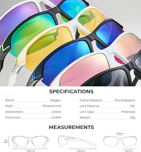 Miniatura 6 de Xagger Gafas de sol deportivas polarizadas para hombres y mujeres UV400 envolventes para béisbol y sóftbol