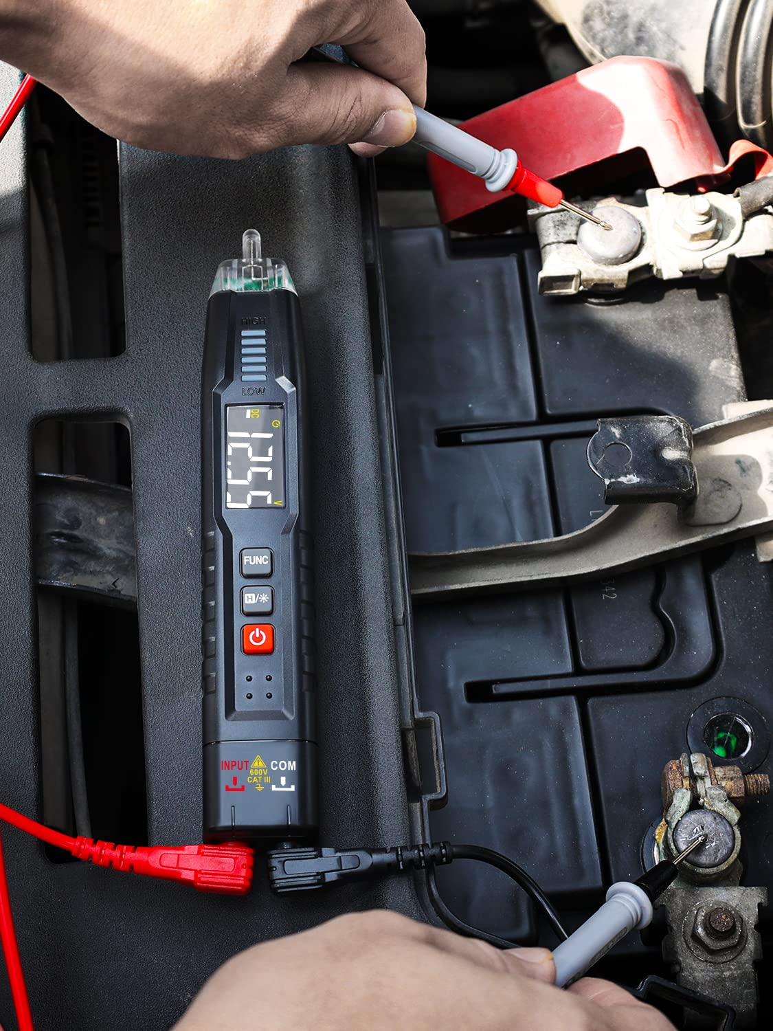 Smart Multmeter digital/Spannungsprüfer berührungslos zweipolig, Batterietester Durchgangsprüfer Phasenprüfer Stromprüfer Voltmeter Amperemeter Drehfeldmessgerät für KFZ Haushalt Auto, KAIWEETS ST100