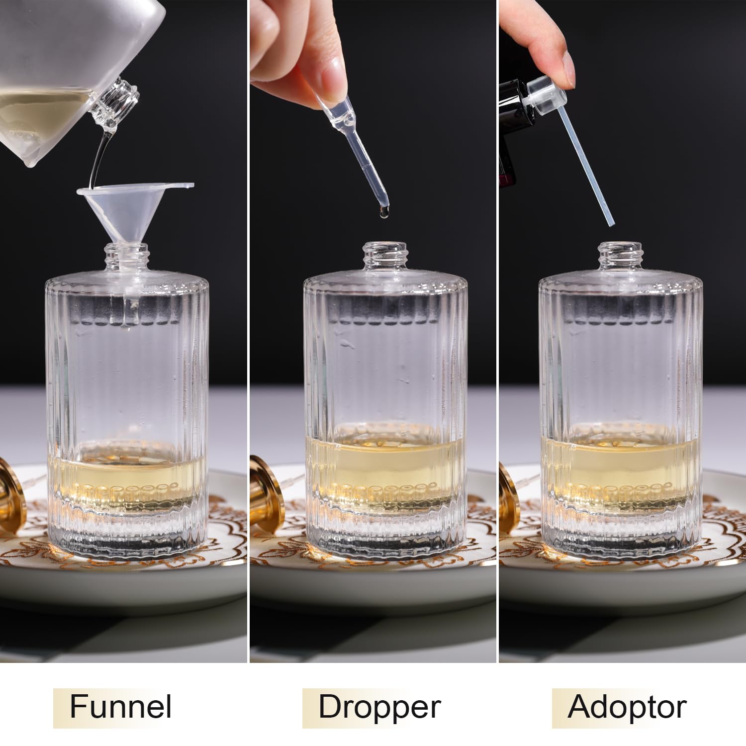 Yerpkefey 50 Ml Glas-Sprühflasche – Mit 3 Spendern, Perfekt Für Parfüm & Reisen