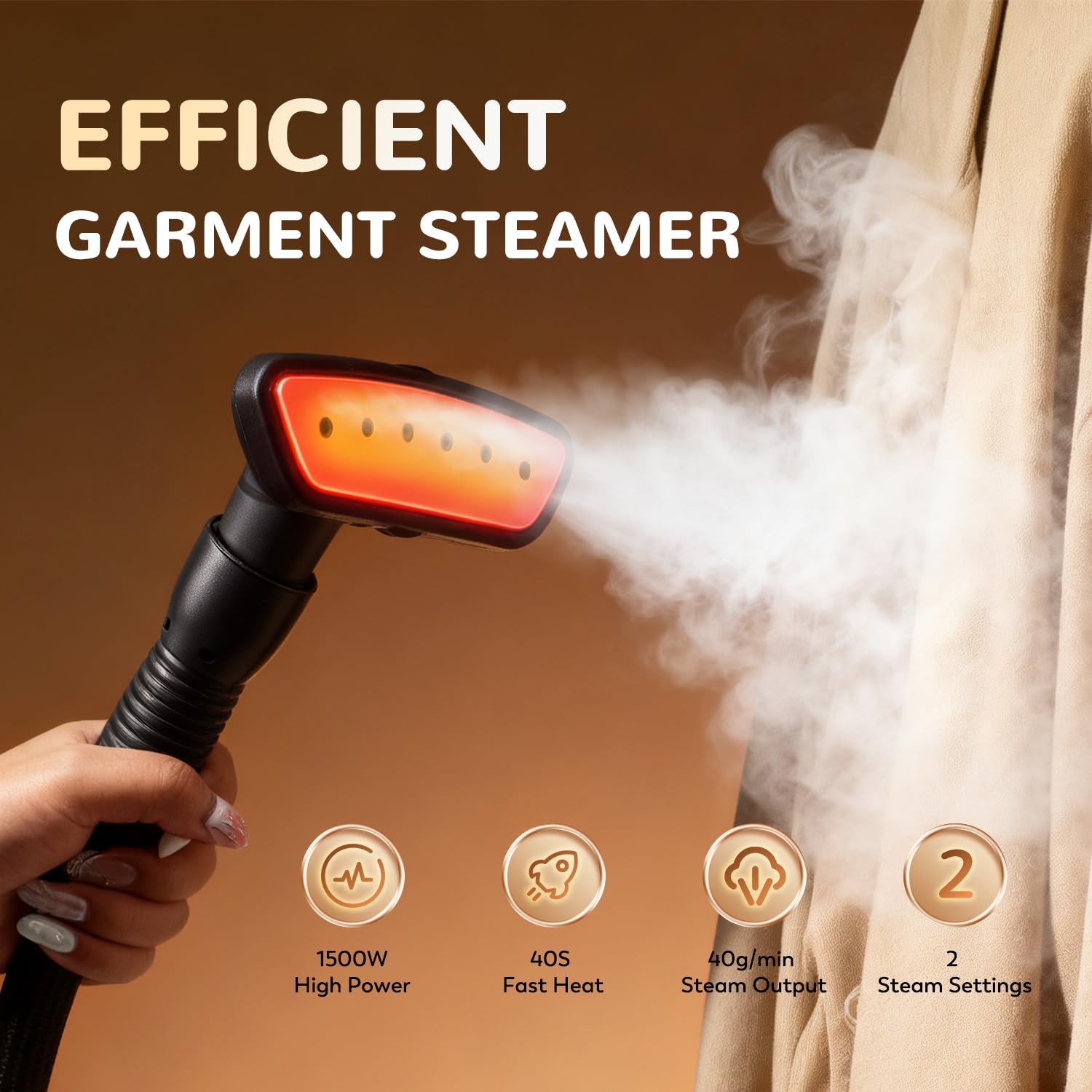 CGOLDENWALL Stiratrice a Vapore Verticale 1500W, Riscaldamento Rapido in 40 Secondi, Serbatoio dell'Acqua da 2.9L, Doppia Regolazione Vapore per Tutti i Tessuti, con Set Completo di Accessori