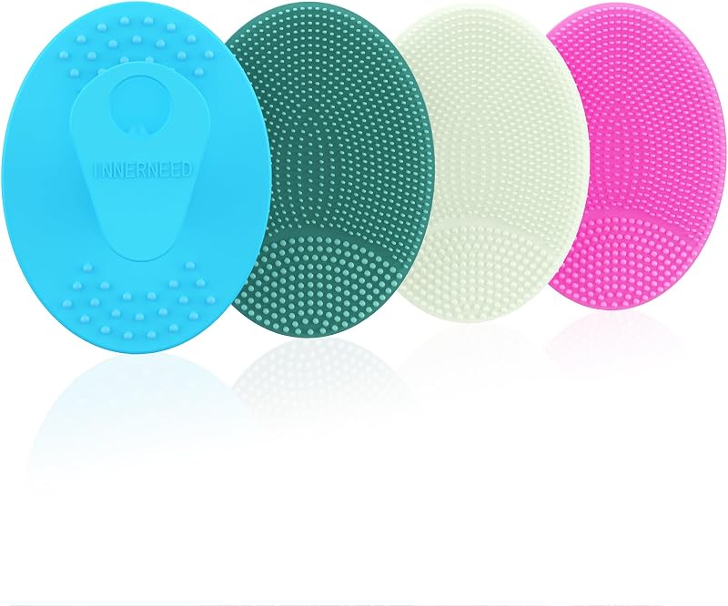 Escova manual de silicone para limpeza facial INNERNEED, pacote com 4
