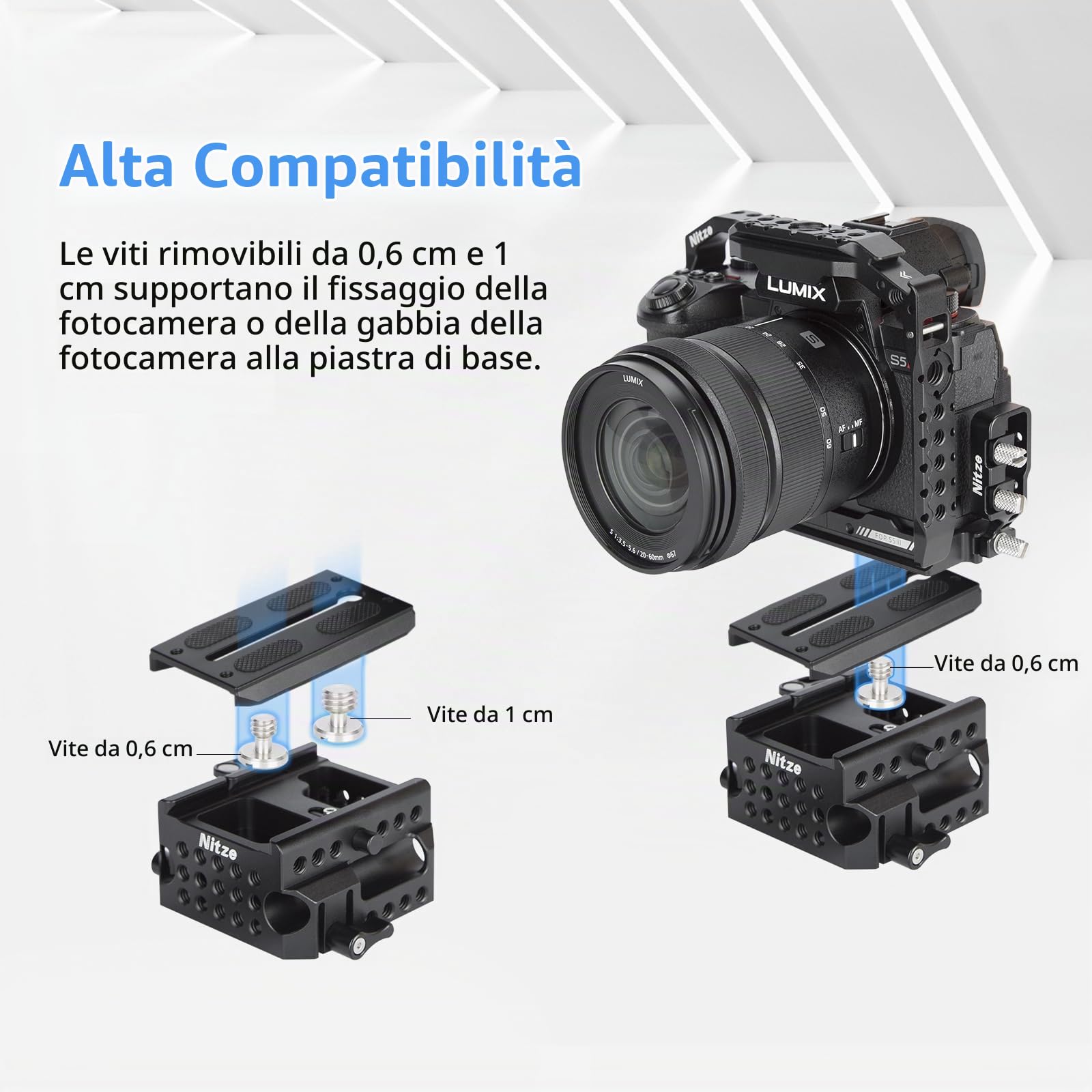 Nitze 15 mm LWS Baseplate per Telecamera, con Piastra Base per Manfrotto Standard, Installazione e Rimozione Rapida per Telecamere e Gabbie - PB13