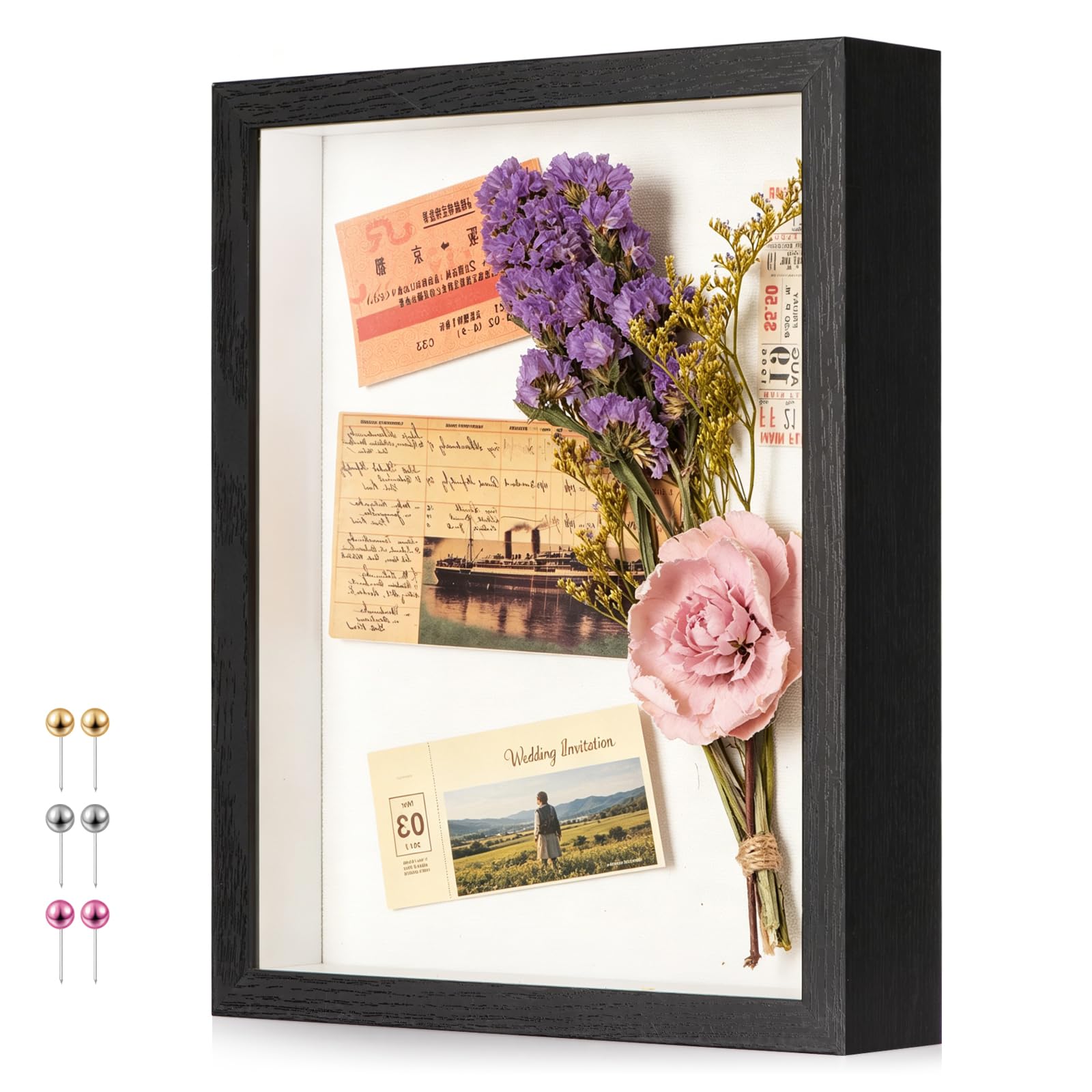MGLIFEUL A4 Shadow Box Frame with Real Glass Panel & Soft Linen Back — image 1