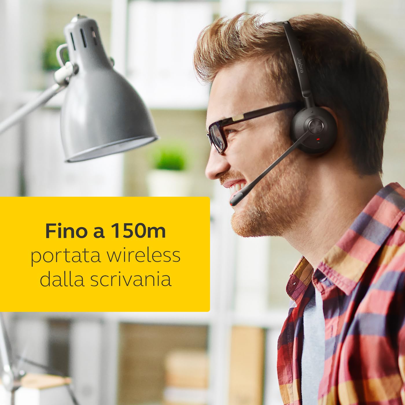 Jabra Engage 65 SE Stereo Wireless Headset Chiamate professionali, DECT Security, batteria da 13 ore, comfort per tutto il giorno con base, alimentatore, cavo USB-C, certificato Microsoft